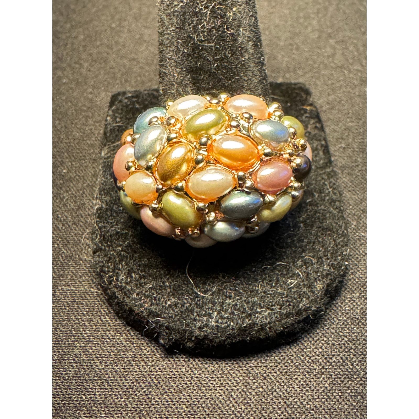 Kenneth Jay Lane Kenneth Jay Lane Gold Plated Cluster Ring Faux Pearls Size 9 Size ONE SIZE - 1 Thumbnail