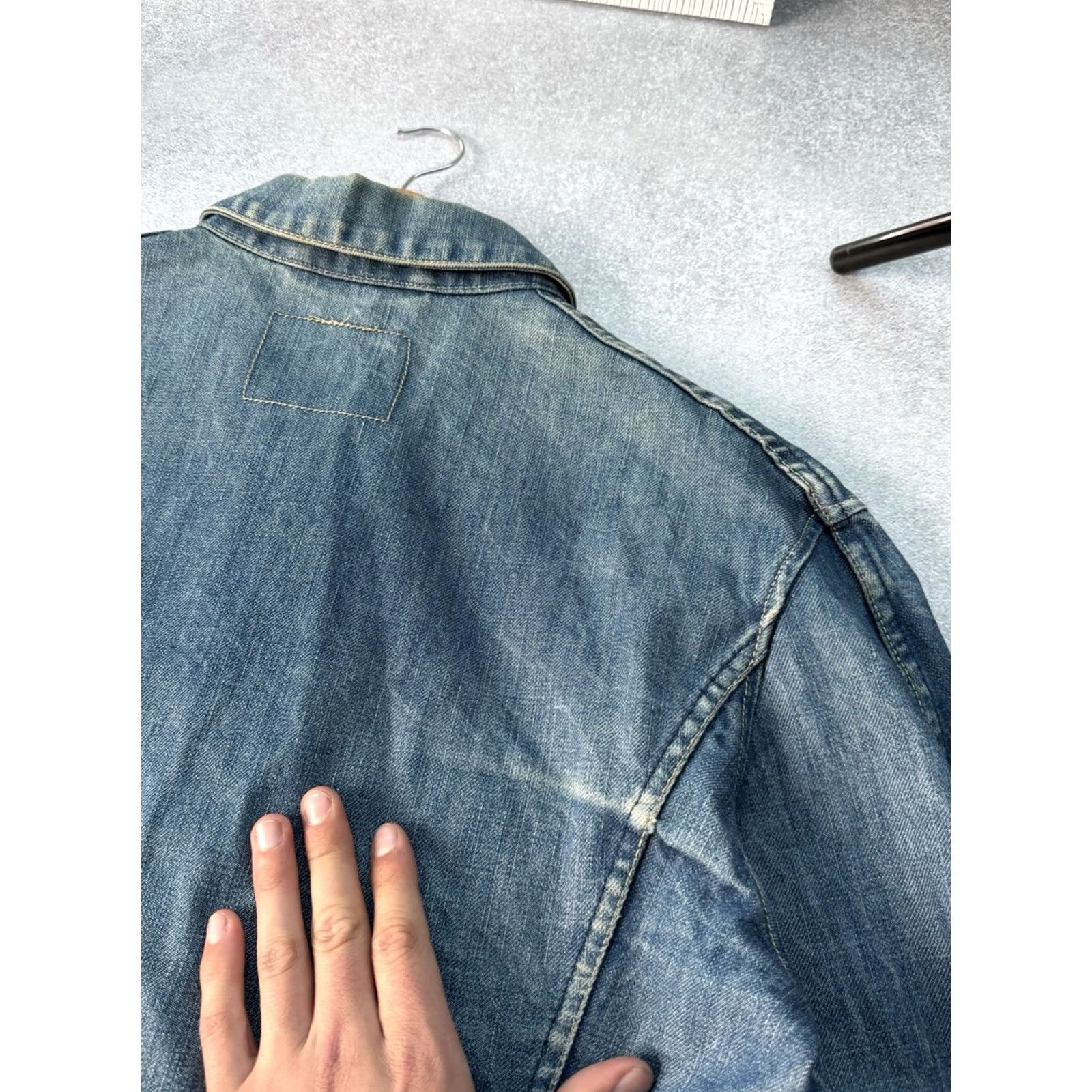 Denime VINTAGE Levis Engineered Jeans 90s Button Up Denim Jacket Men L Blue Denim Jacket Bomber Style Casual Streetwear 90s Mens Button Up Pockets Size US 33 - 7 Thumbnail