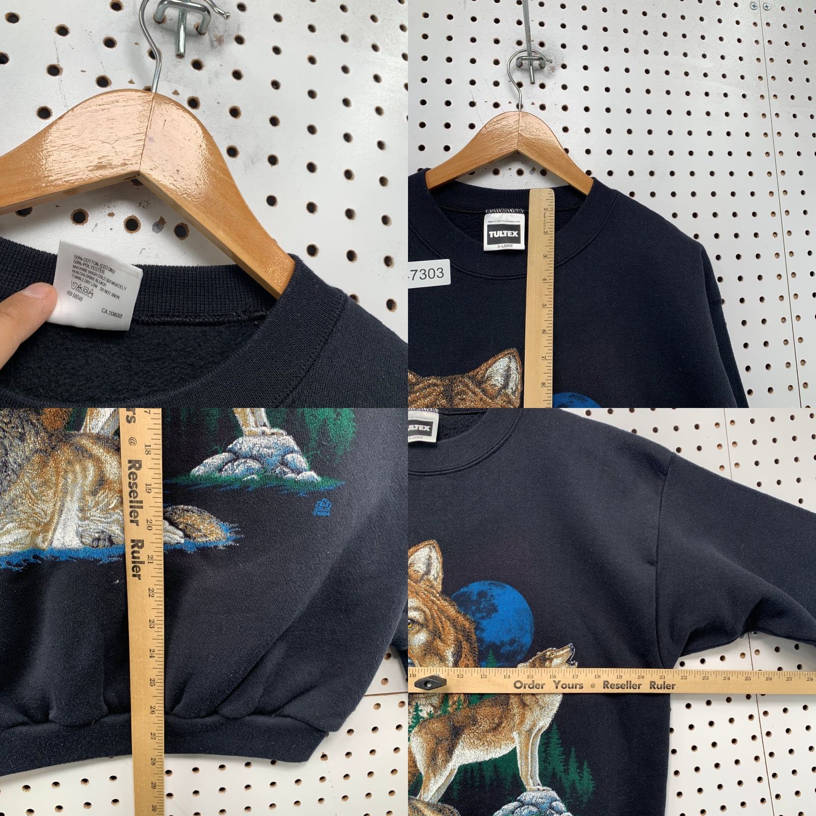 Tultex VINTAGE Wolf Nature Sweatshirt Mens XL Black Outdoor Graphic Tultex Made USA Size US XL / EU 56 / 4 - 8 Thumbnail