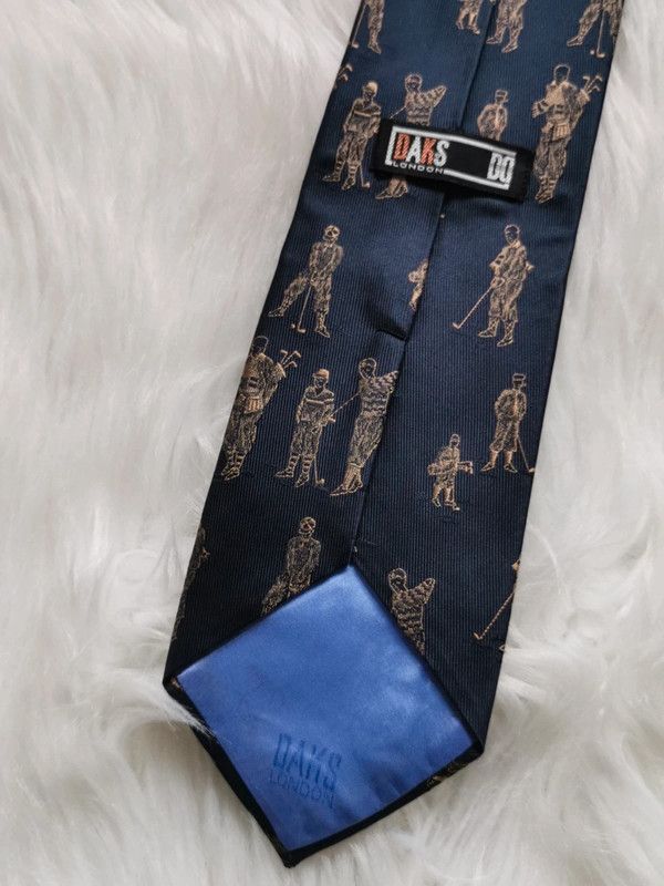 DAKS Dark blue DAKS silk tie golfers Size ONE SIZE - 4 Thumbnail