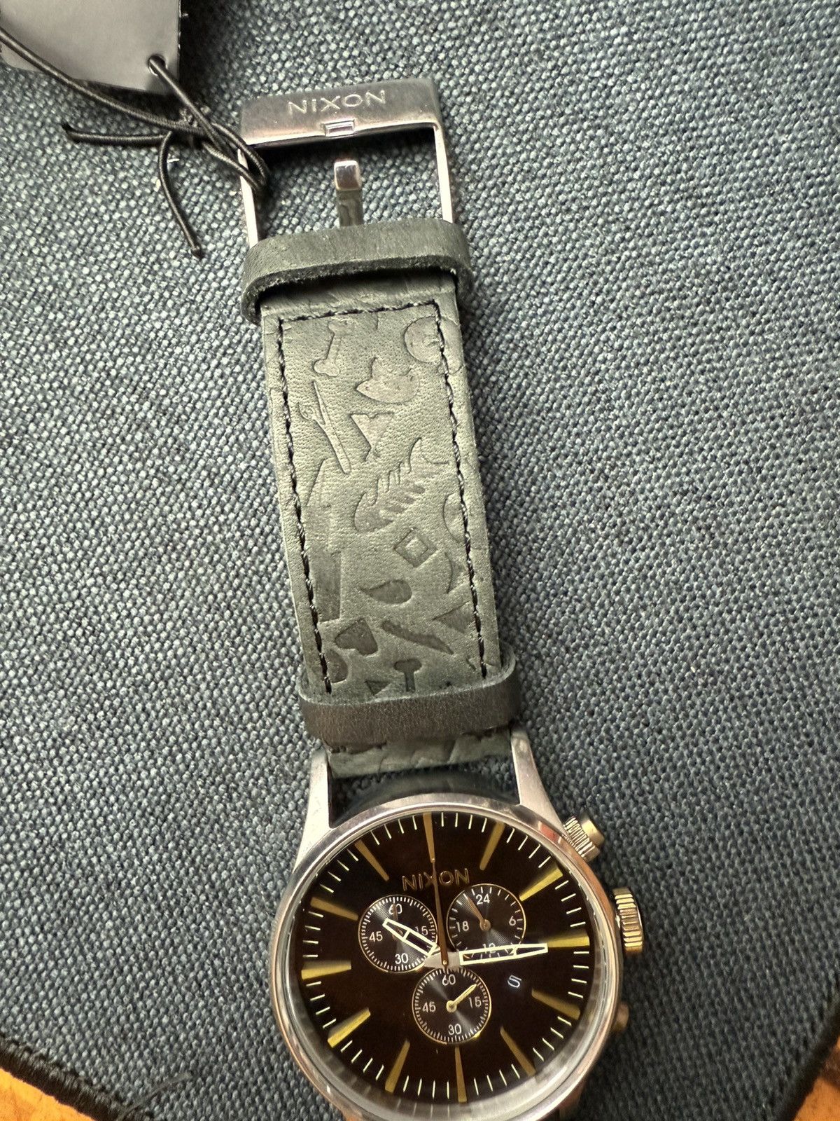 Nixon Nixon Sentry Chrono Leather Black / Brass Size ONE SIZE - 4 Thumbnail