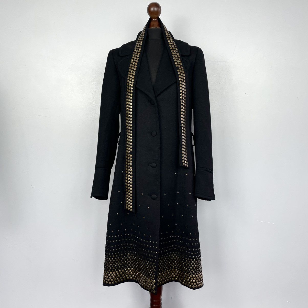 Roberto Cavalli Roberto Cavalli Black Gold Studded Wool Trench Coats SZ42 Size M / US 6-8 / IT 42-44 - 2 Thumbnail