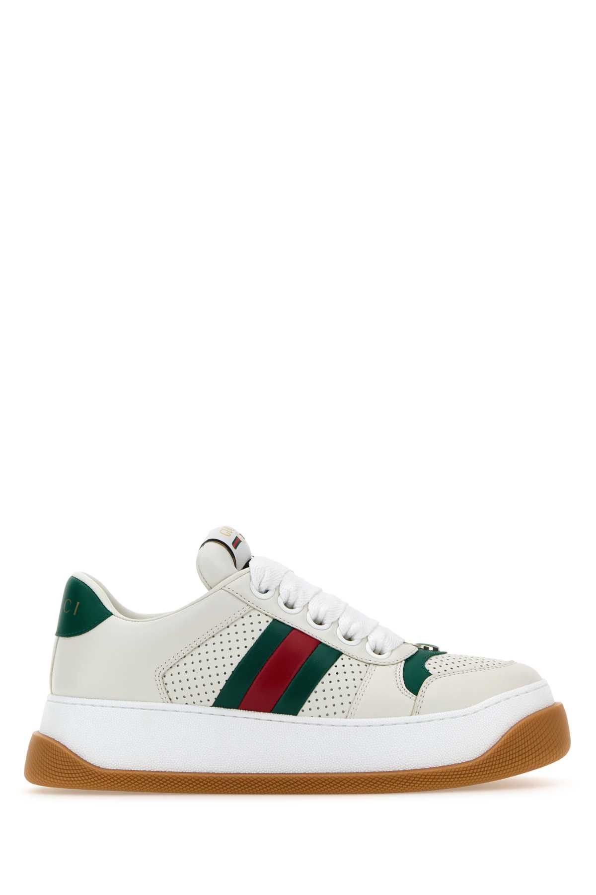 image of Gucci White Leather Screener Sneakers, Women's (Size 11)