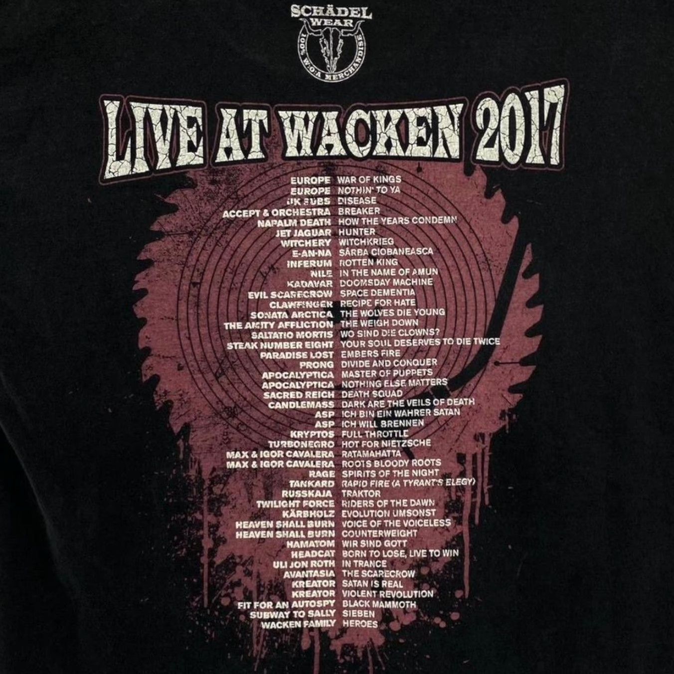 Fruit Of The Loom Wacken Records “Live At Wacken 2017” Festival Heavy Metal Punk Hard Rock Band T-Shirt M Shirt Mens Black Cotton Graphic Print Front Back Size US M / EU 48-50 / 2 - 3 Thumbnail