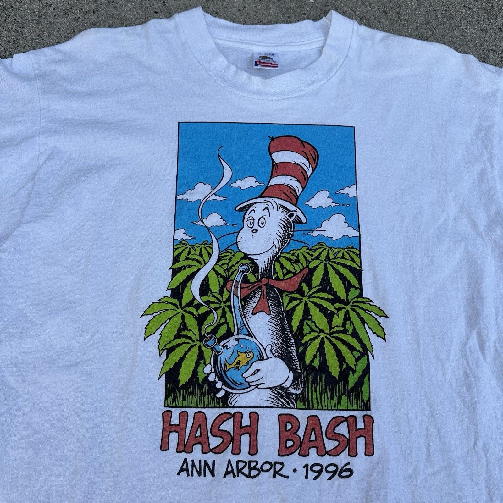 Vintage 1996 Dr. Seuss Hash Bash Weed Smoking Parody T-Shirt