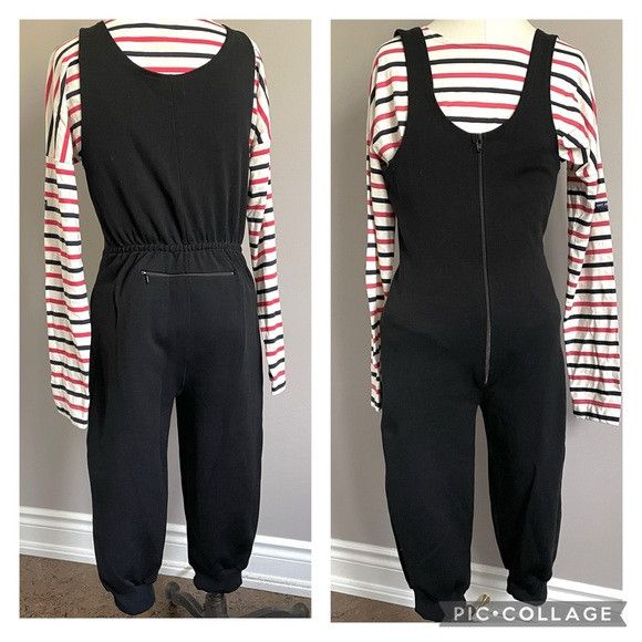 Vintage Vintage TRO Black Cropped Sleeveless Ski Jumpsuit - S Size 28" / US 6 / IT 42 - 12 Thumbnail