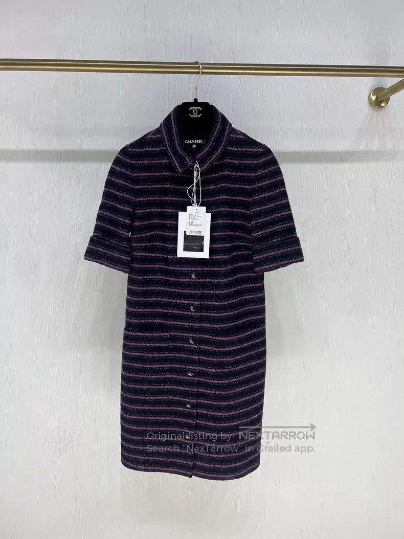 Chanel Chanel 23B new short-sleeved striped dress coat Size XXS / US 00 / IT 34 - 1 Thumbnail