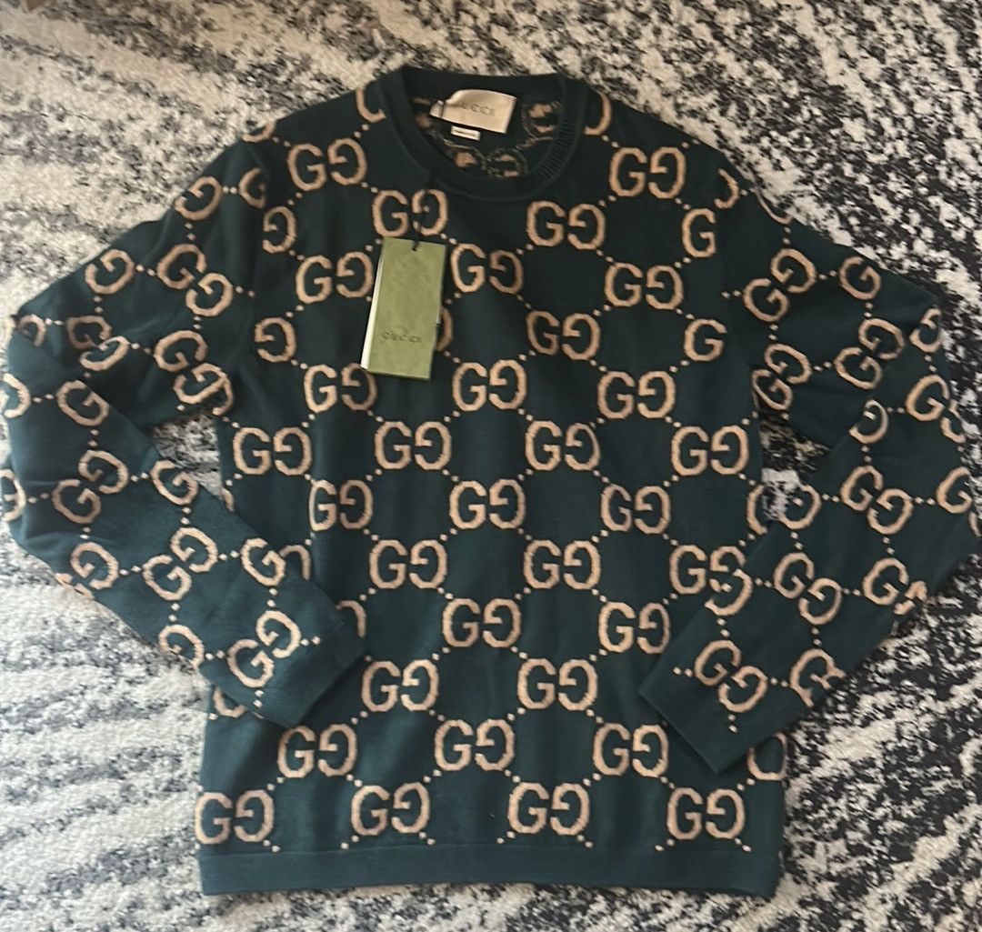 Gucci Gucci GG Monogram Crewneck Knitted Jacquard 100%wool Sweater Size US S / EU 44-46 / 1 - 3 Thumbnail