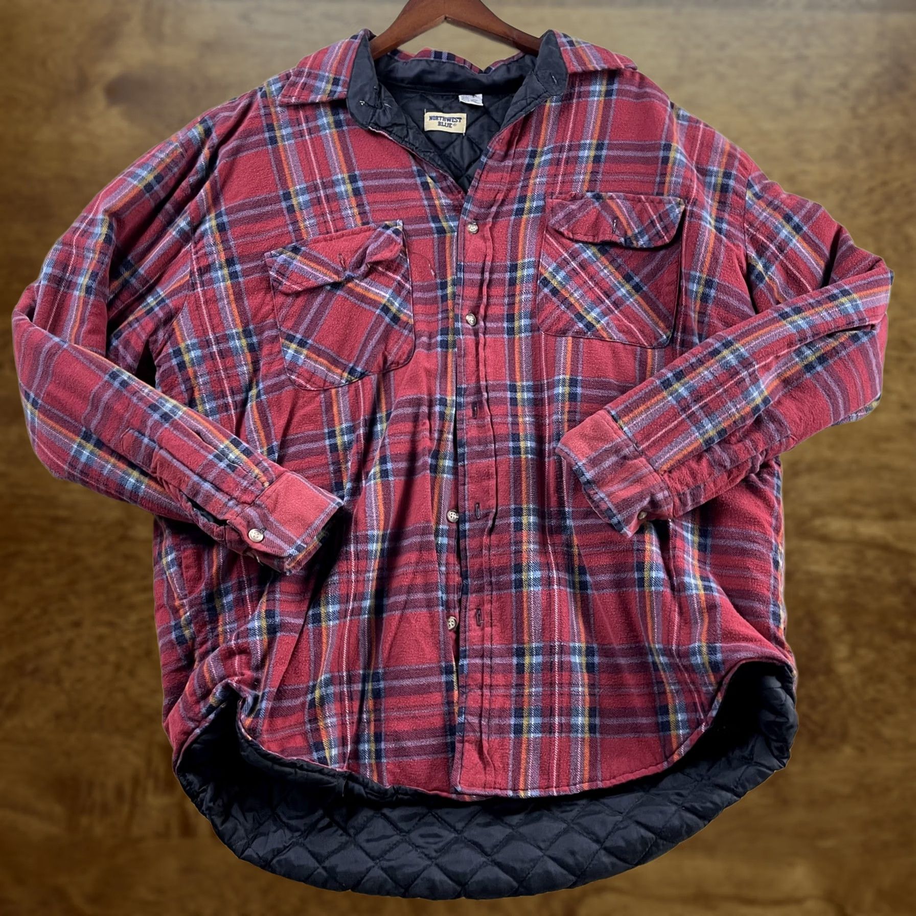 Vintage VINTAGE Northwest Blue Shirt Jacket Mens XLT Red Plaid Quilted Workwear Flannel Size US XL / EU 56 / 4 - 1 Thumbnail