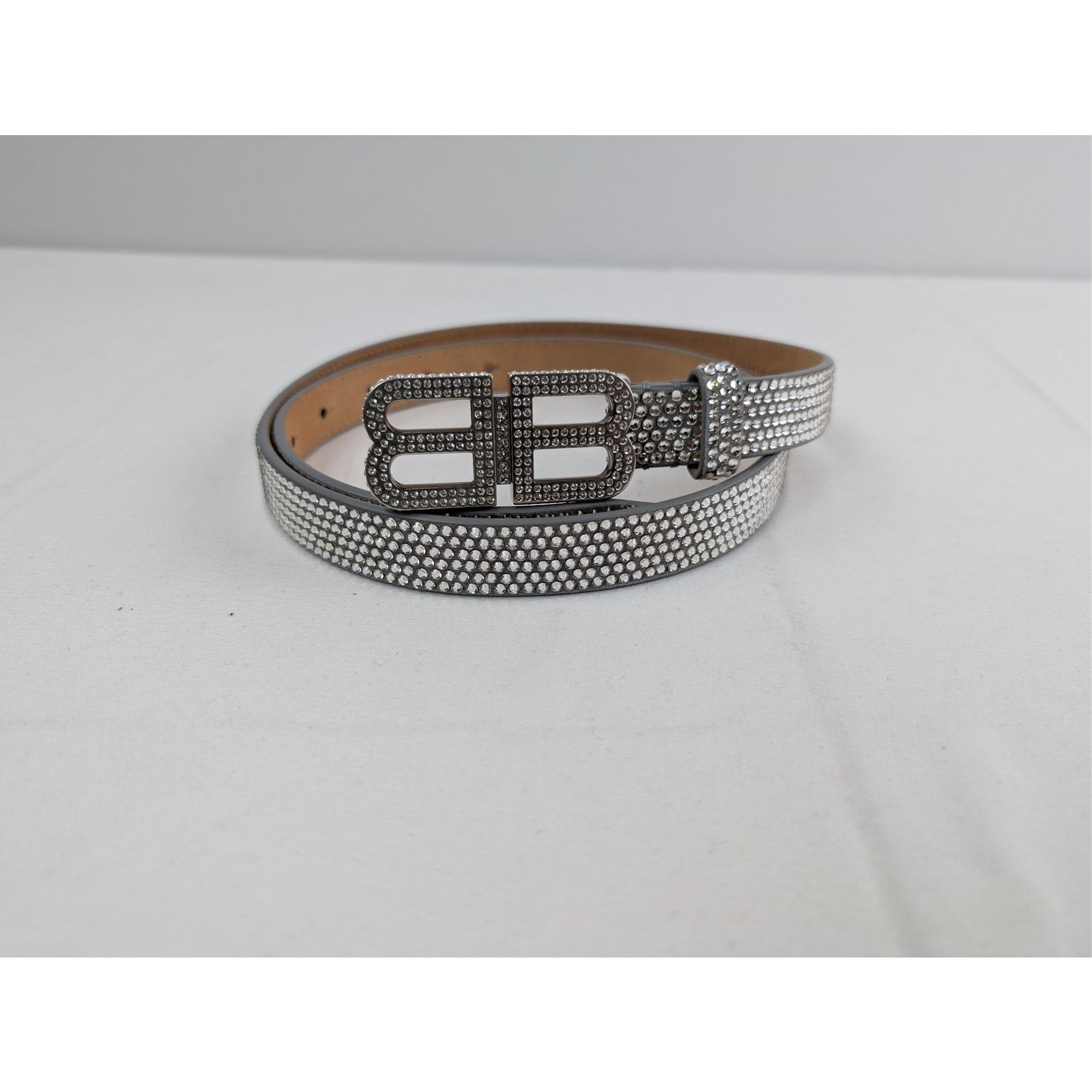 Balenciaga o1rshd1 Size: 85cm / Women's BB Studded Belt in Black/Silver Size ONE SIZE - 3 Thumbnail