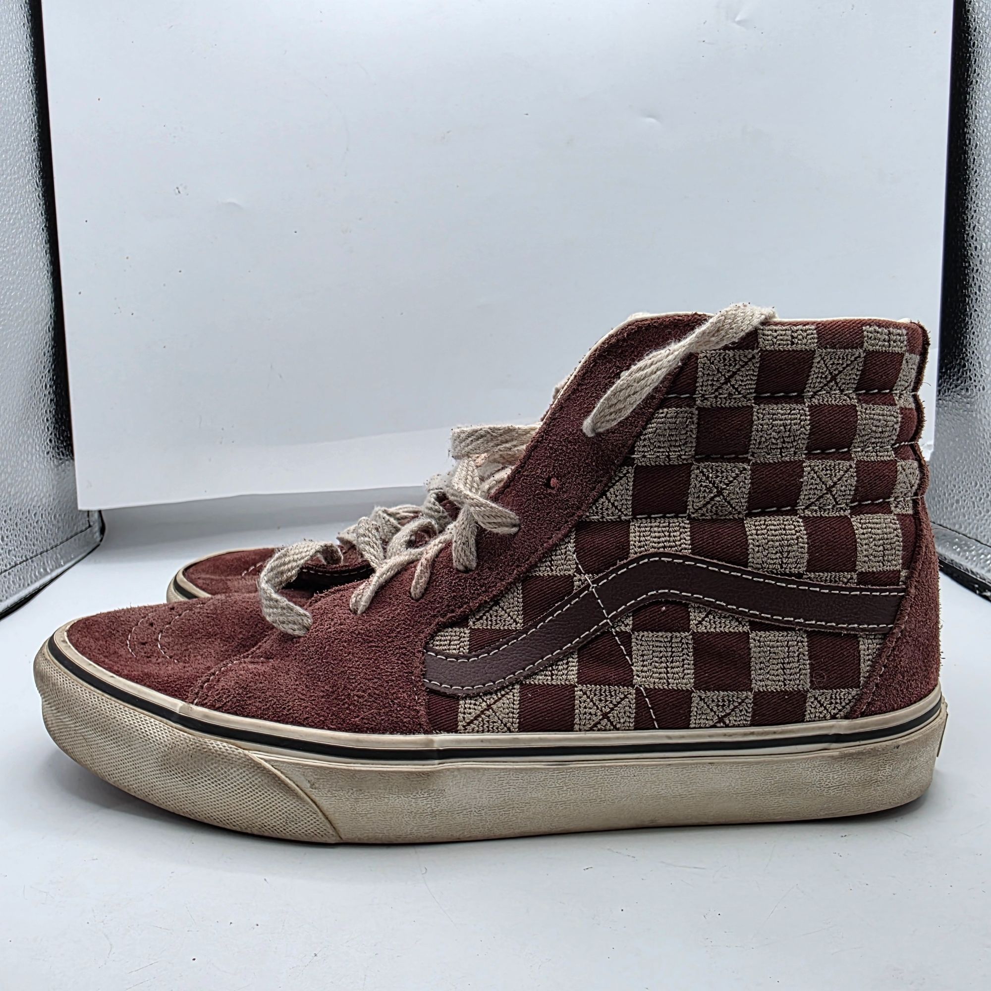 Vans Vans Sk8-Hi Stitch Checkerboard Bitte Mens Size 9.5 Brown Sh Size US 9.5 / EU 42-43 - 13 Thumbnail