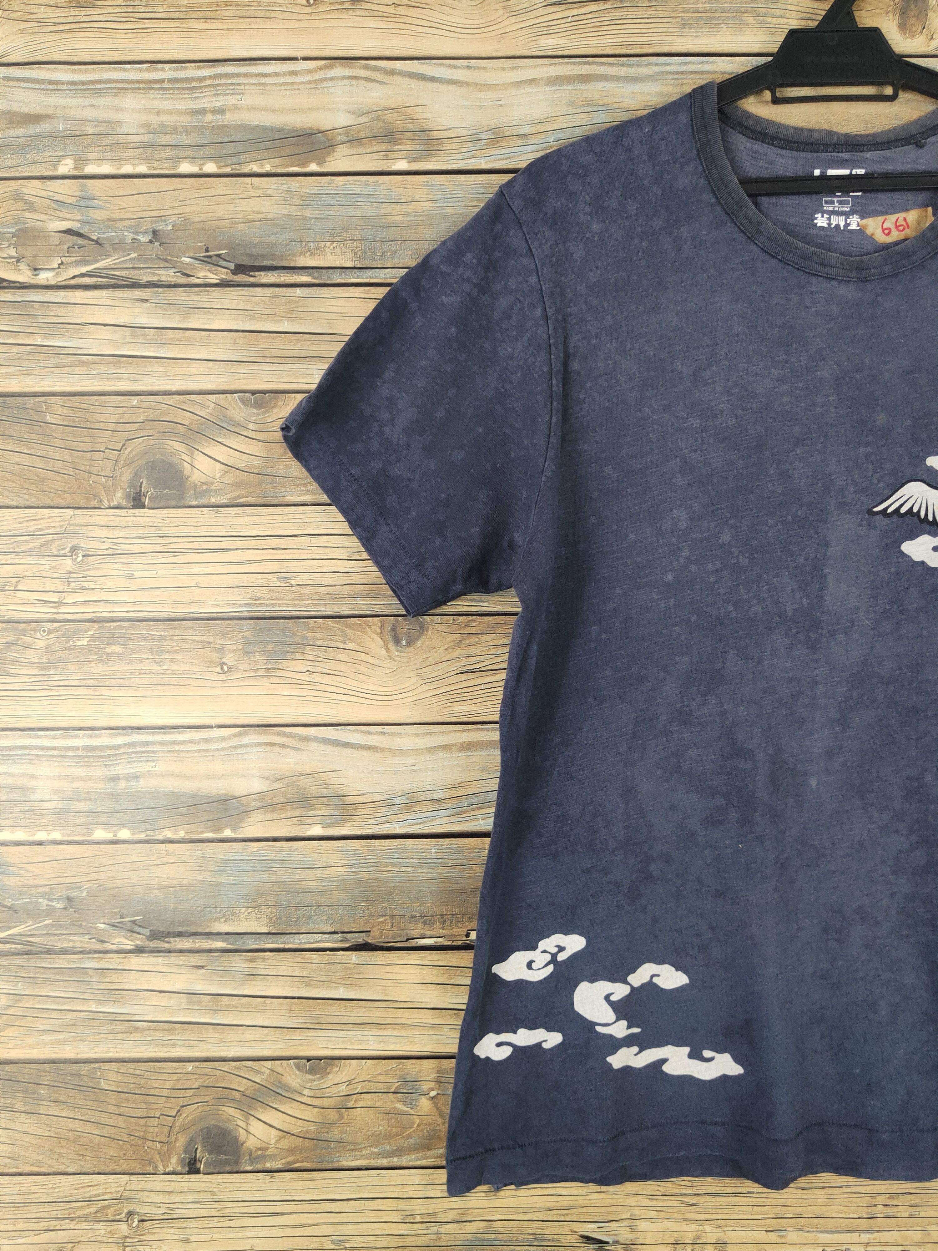 Japanese Brand × Vintage DL Uniqlo swan Navy Faded Short Sleeve T-shirts #661 Size US L / EU 52-54 / 3 - 3 Thumbnail