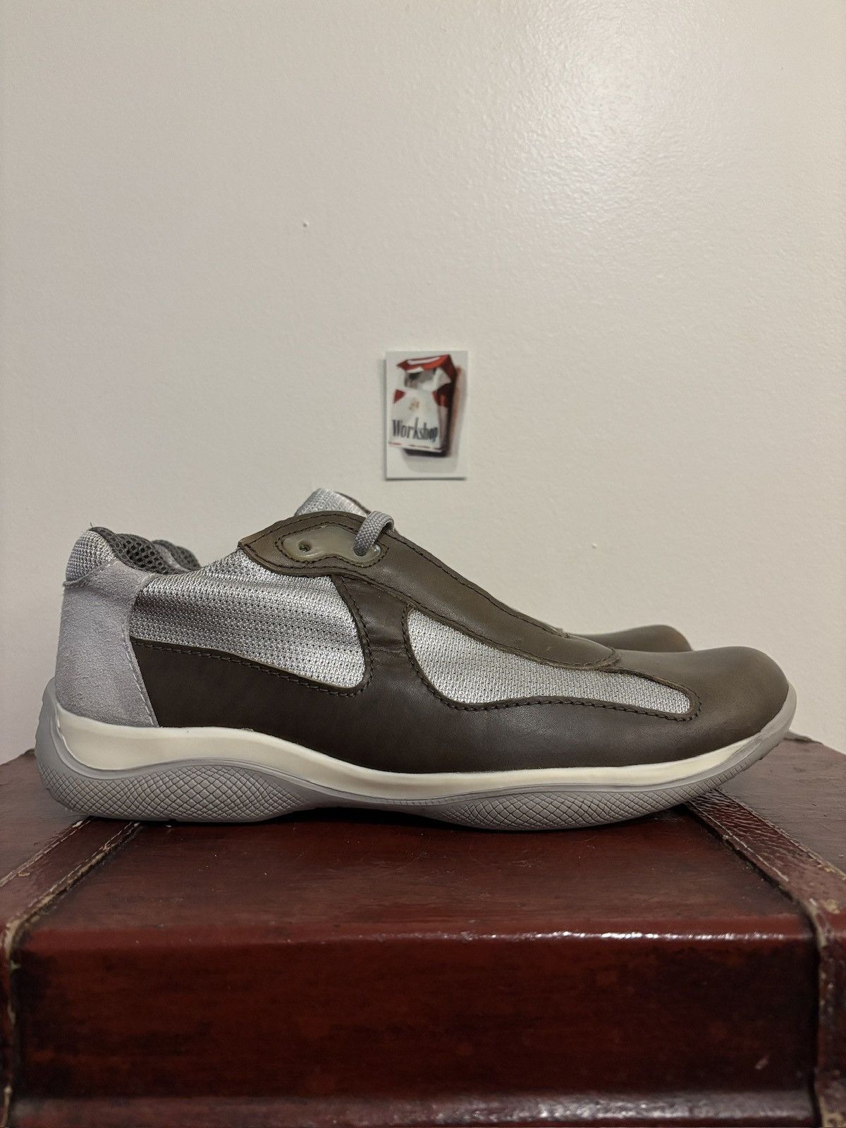 Prada Prada Olive Green Leather Americas Cups Size US 11 / EU 44 - 2 Thumbnail
