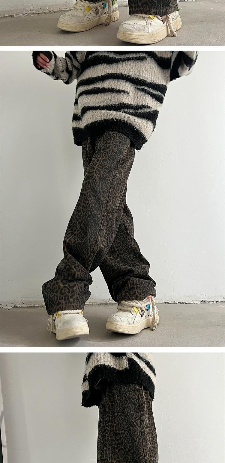 Leopard Wide Leg Jeans