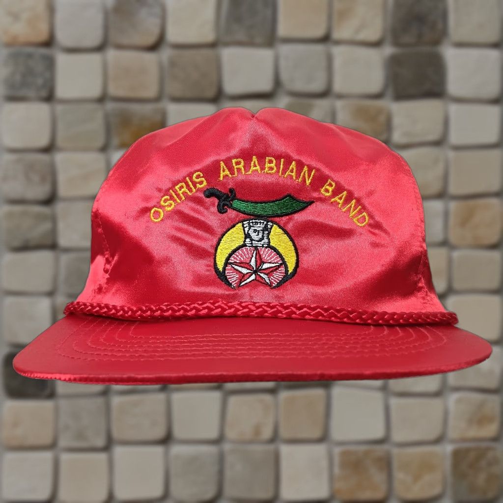 Vintage VINTAGE KC Shriners Osiris Arabian Band Cap Red Satin Adjustable YKK One Size Men Size ONE SIZE - 1 Thumbnail