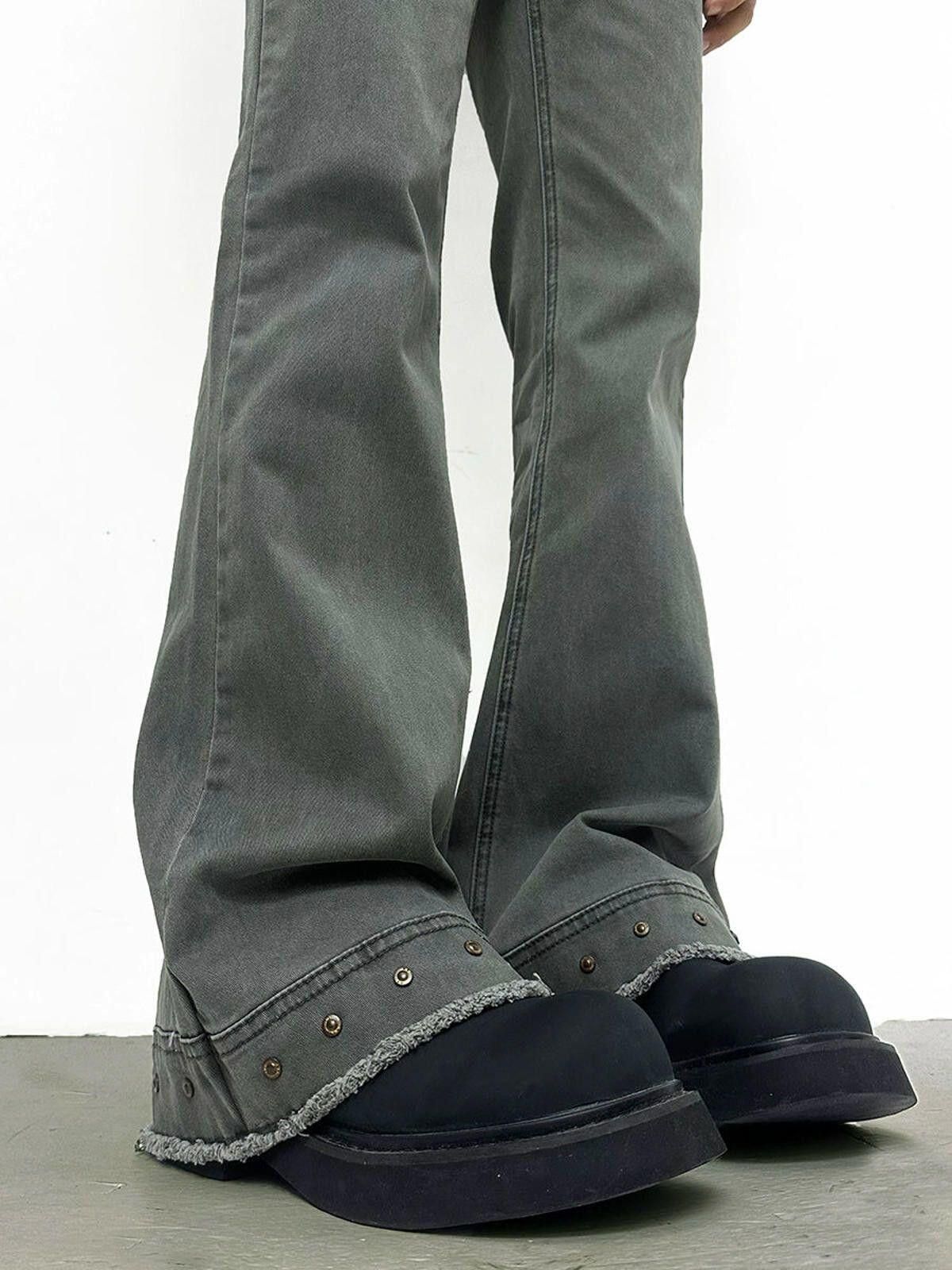 Jean Opium Frayed Button Stud Stacked Flared Jeans Size US 32 / EU 48 - 6 Thumbnail