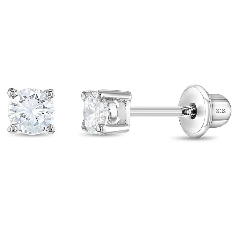 Other Traditional Prong Set 3mm Clear Earrings - Sterling Silver Size ONE SIZE - 1 Thumbnail