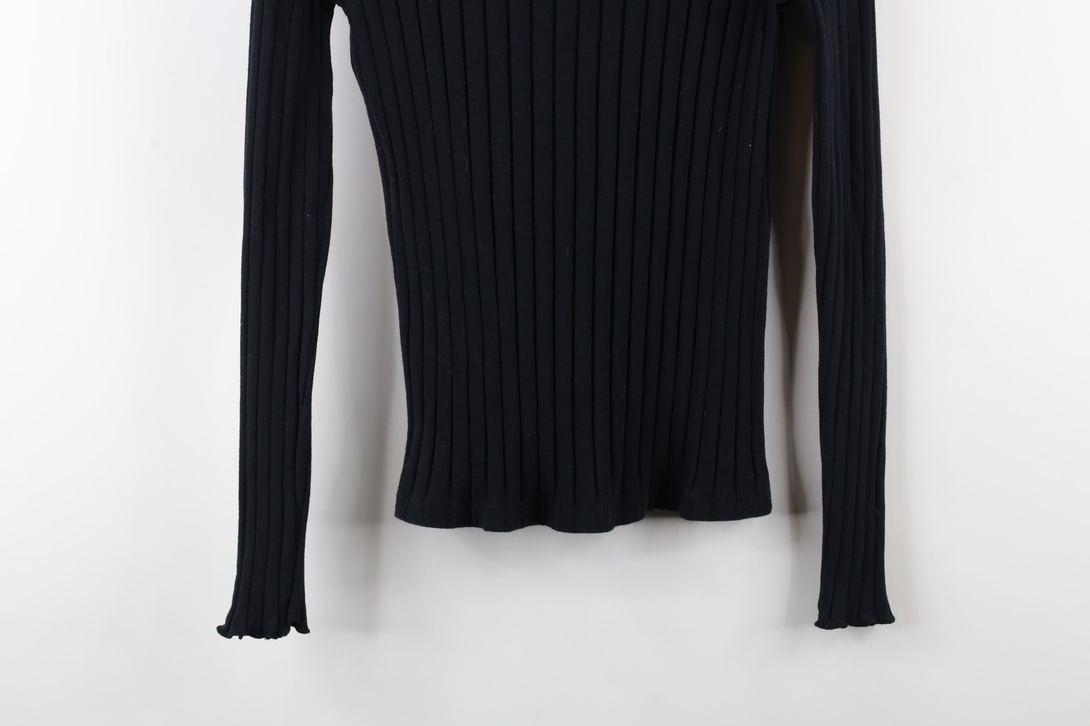 Madewell × Vintage Madewell Blank Ruffled Ribbed Knit Turtleneck T-Shirt Black Size M / US 6-8 / IT 42-44 - 11 Thumbnail