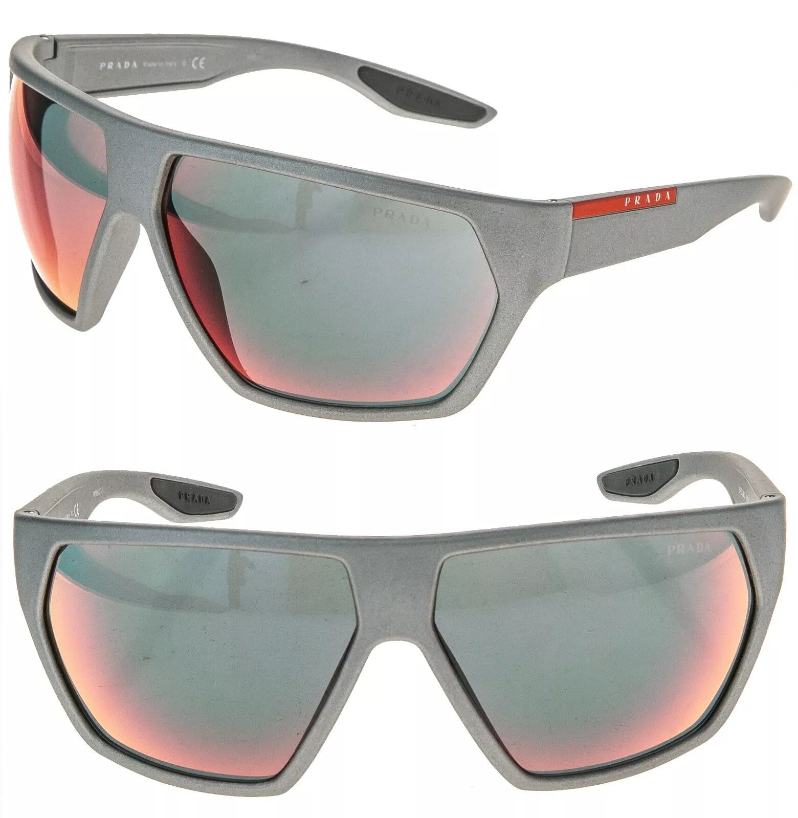 PRADA LINEA ROSSA ACTIVE 08U Silver Sport Sunglasses PS08US