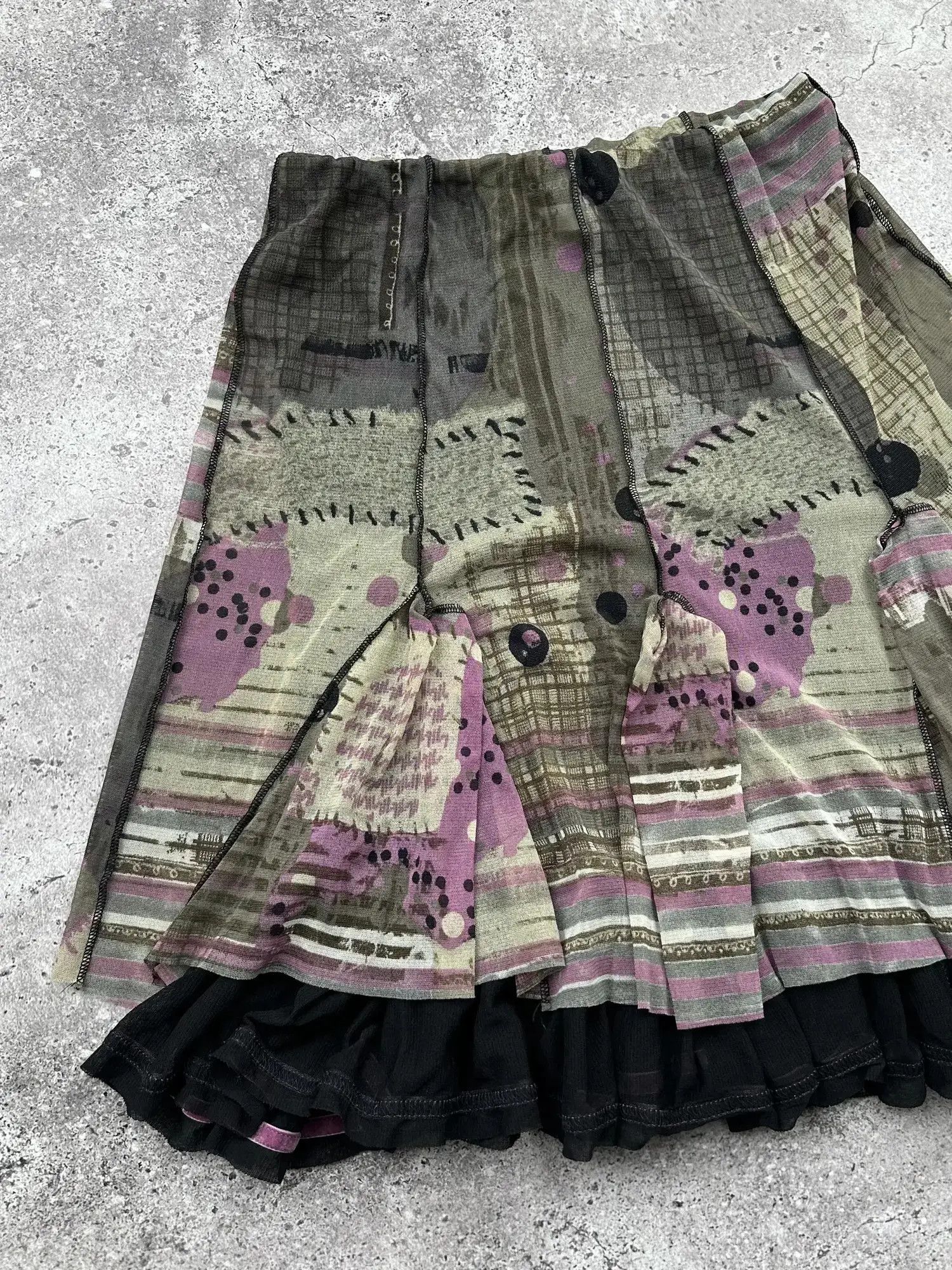 Japanese Brand Vintage Printed Flare Skirt C44(V135)(E8) Size 25" / US 0 / IT 36 - 2 Thumbnail