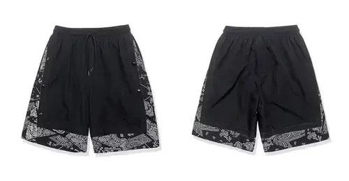 Japanese Brand 21SS Indigo Union Japan Black Bandana Paisley Side Shorts Size US 31 - 2 Thumbnail