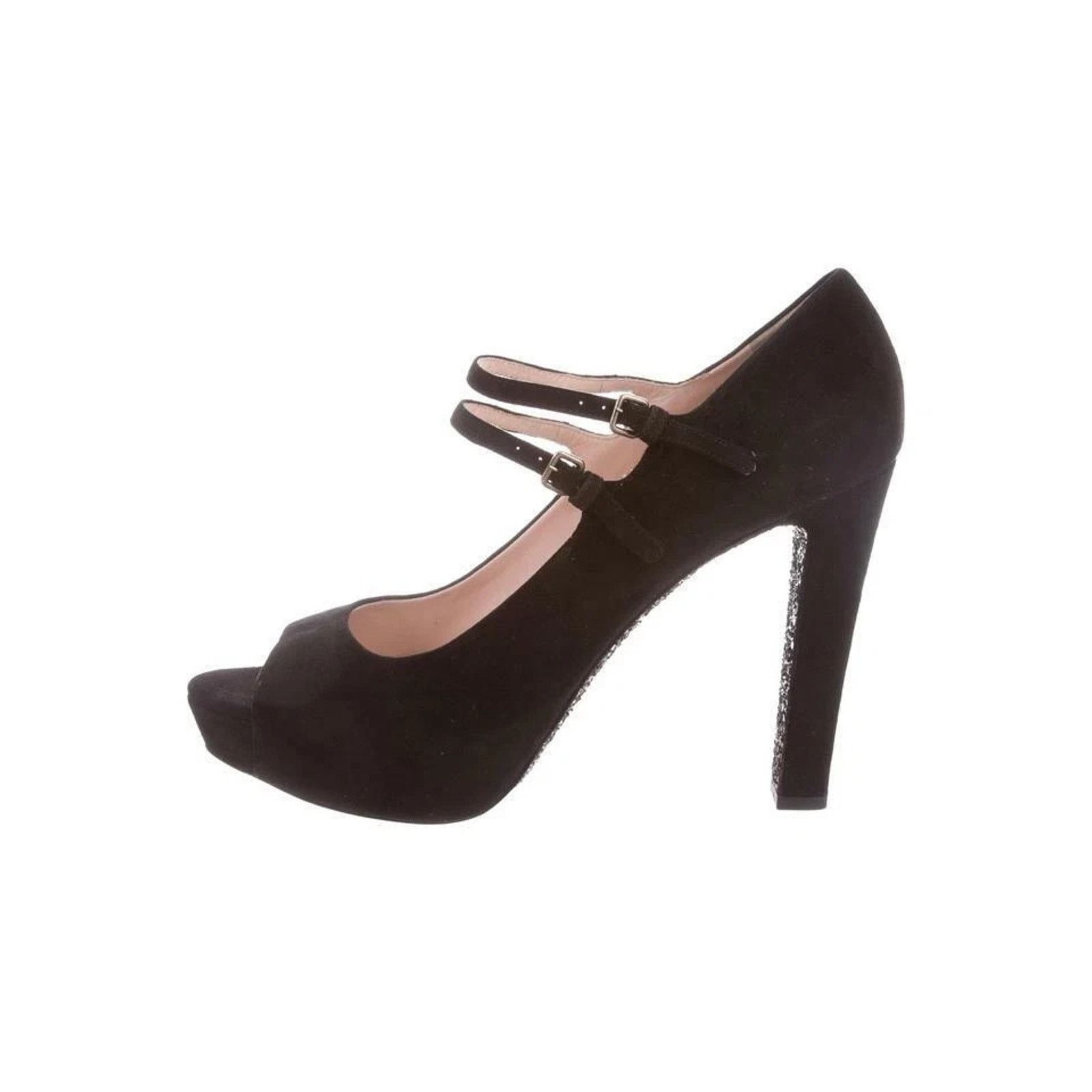 Miu Miu MIU MIU PRADA 5KP235 BLACK SUEDE OPEN TOE HEEL PUMPS 41 $690 Size US 11 / IT 41 - 8 Thumbnail