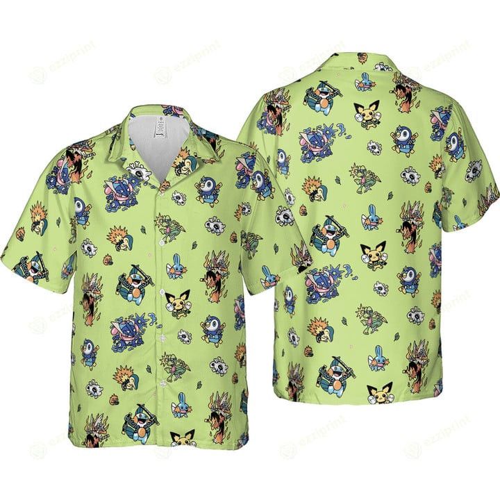 Other Trainer Ninja Pokemon Naruto Mashup Hawaiian Shirt Size US L / EU 52-54 / 3 - 4 Thumbnail