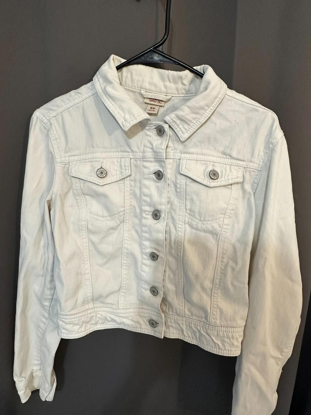 Mossimo Mossimo | Women’s M | White Denim Jacket Size M / US 6-8 / IT 42-44 - 5 Thumbnail