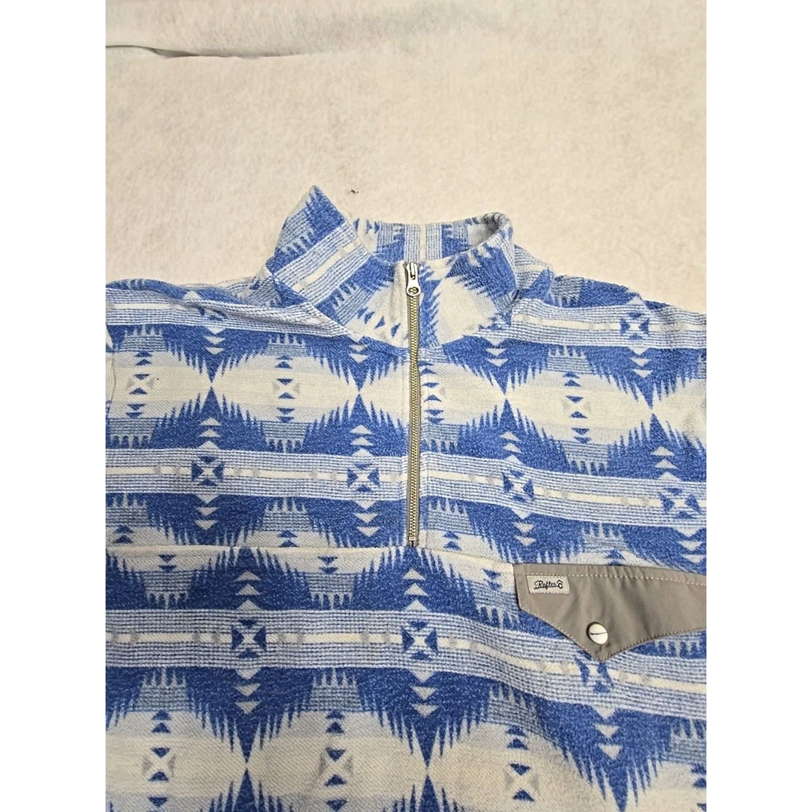 Vintage VINTAGE Rafter C Aztec Sweatshirt Mens Medium Blue Dirt Pullover 1/4 Zip Western Fleece Size US M / EU 48-50 / 2 - 4 Thumbnail