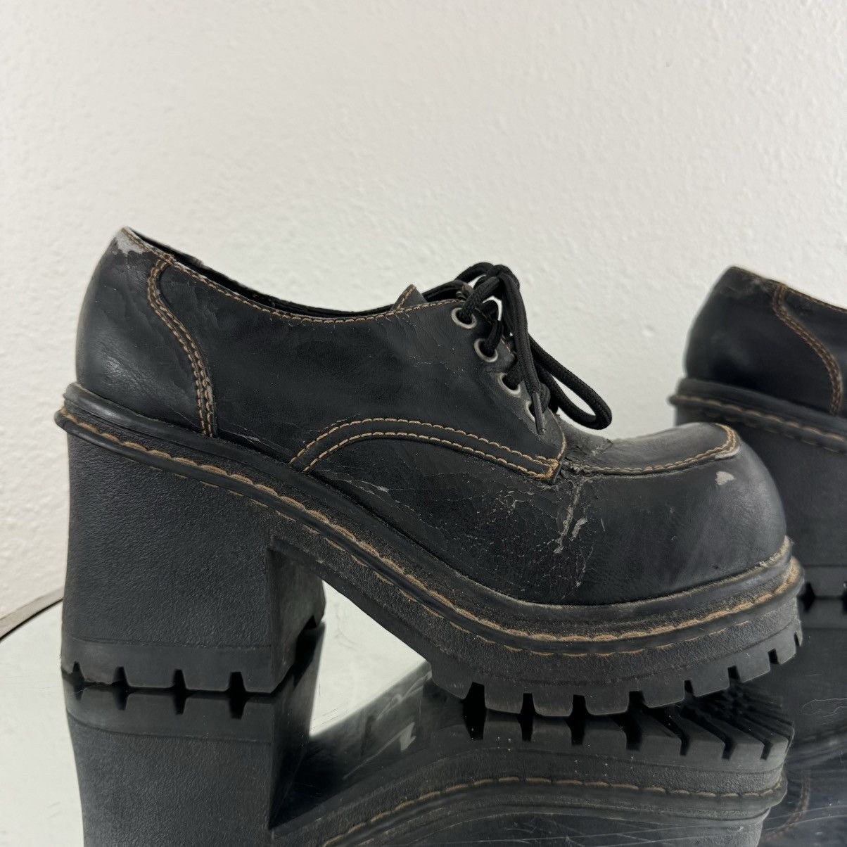 Other SODA Vintage Y2K Black Faux Leather Platform Oxford Shoes Size US 9 / IT 39 - 5 Thumbnail