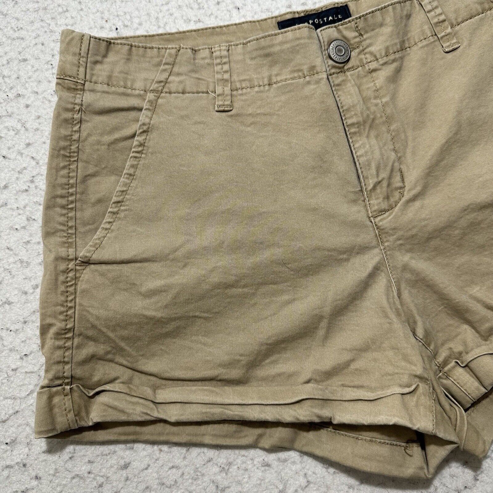 Aeropostale Aeropostale 12 Flat Front Chino Shorts Khaki Brown 3" Inseam Size 34" / US 12 / IT 48 - 2 Thumbnail