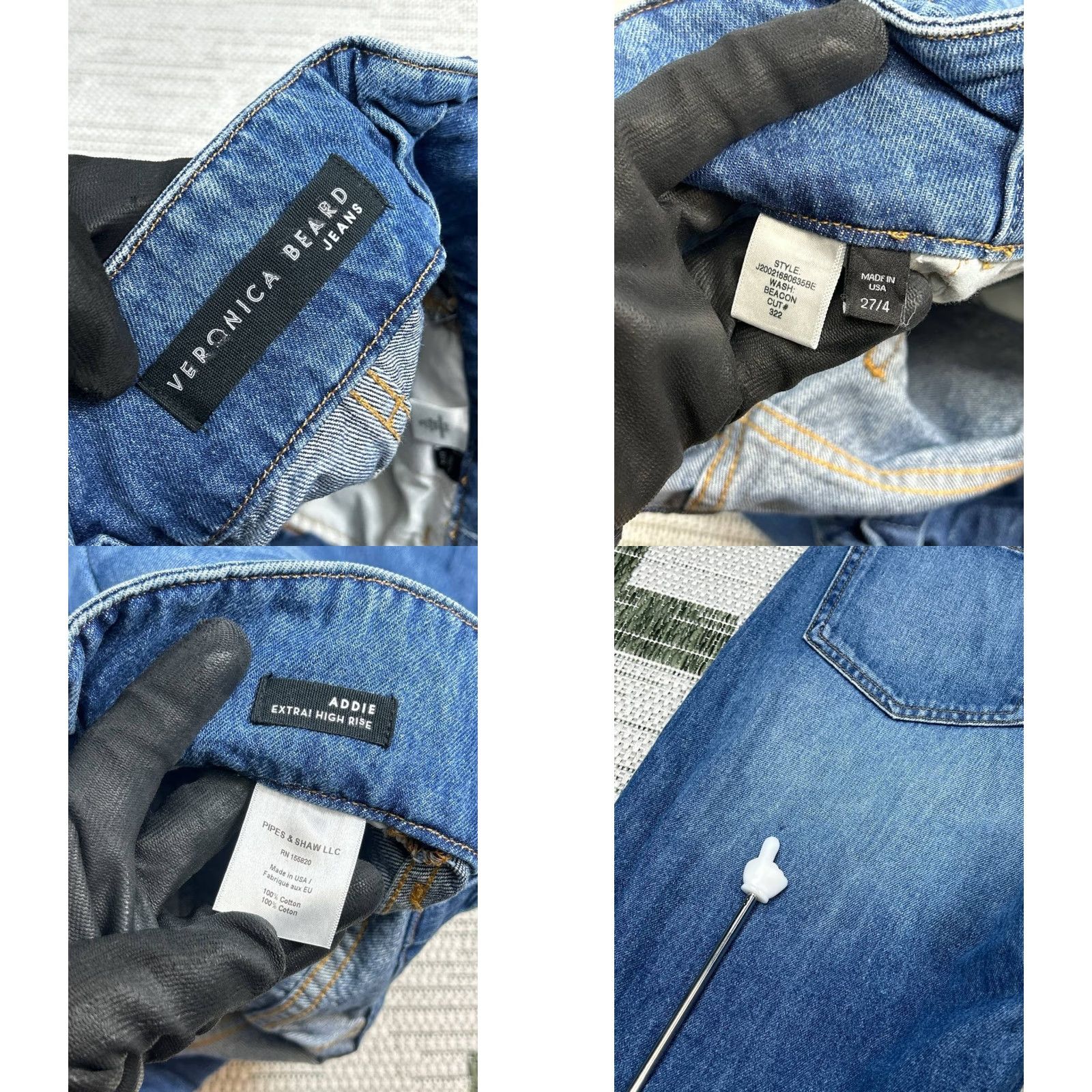 Veronica Beard VERONICA BEARD Jeans Addie Extra High Rise Beacon Womens 27 Blue 28x26 Vintage No Size 27" / US 4 / IT 40 - 8 Thumbnail
