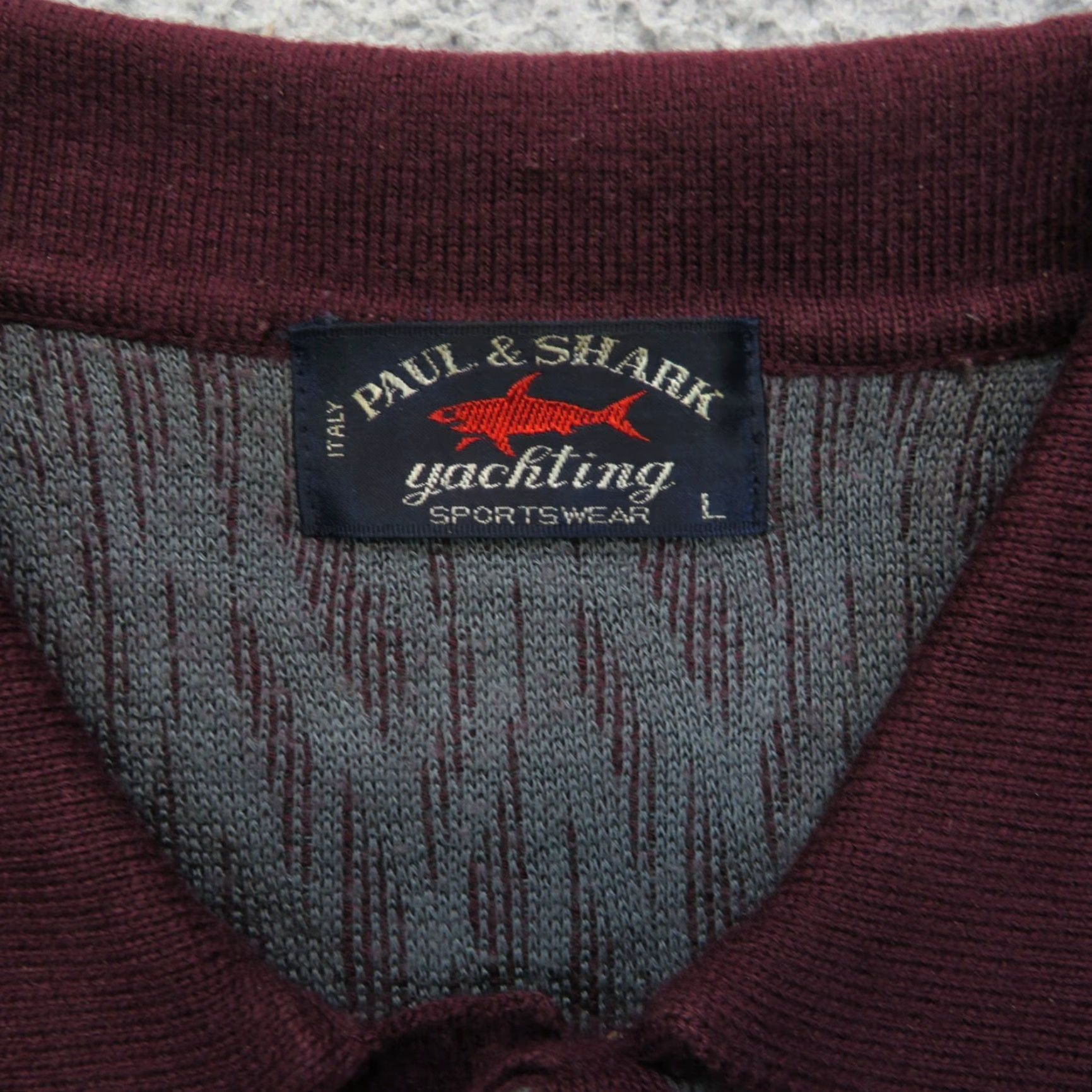 Paul & Shark VINTAGE Paul & Shark Yachting Sweater Mens M Maroon Long Sleeve Polo Tiger Stripe Size US M / EU 48-50 / 2 - 7 Thumbnail