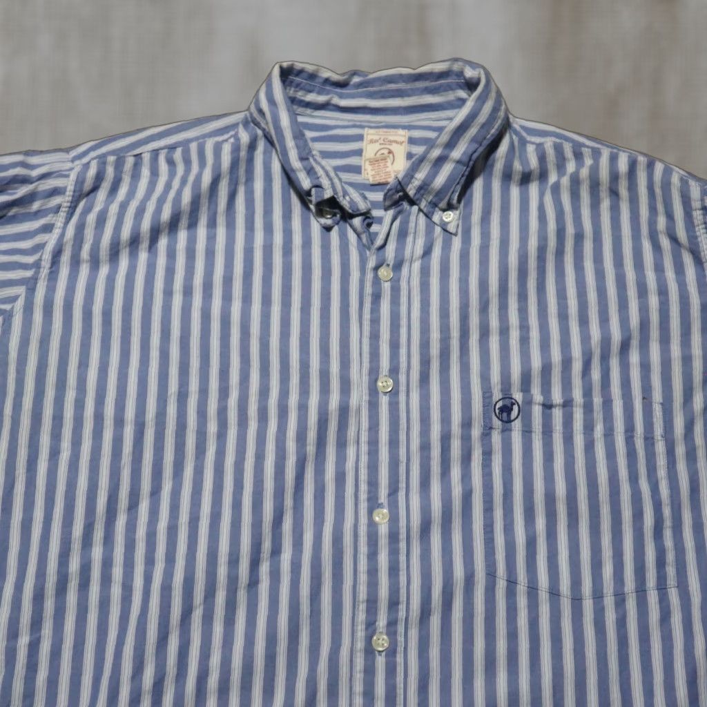 Camel VINTAGE Red Camel Shirt Western Button-Down Long Sleeve Plaid 100% Cotton Size XL Blue Mens Stripes Casual Workwear 90s Cowboy Outdoor Southwestern Size US XL / EU 56 / 4 - 1 Thumbnail