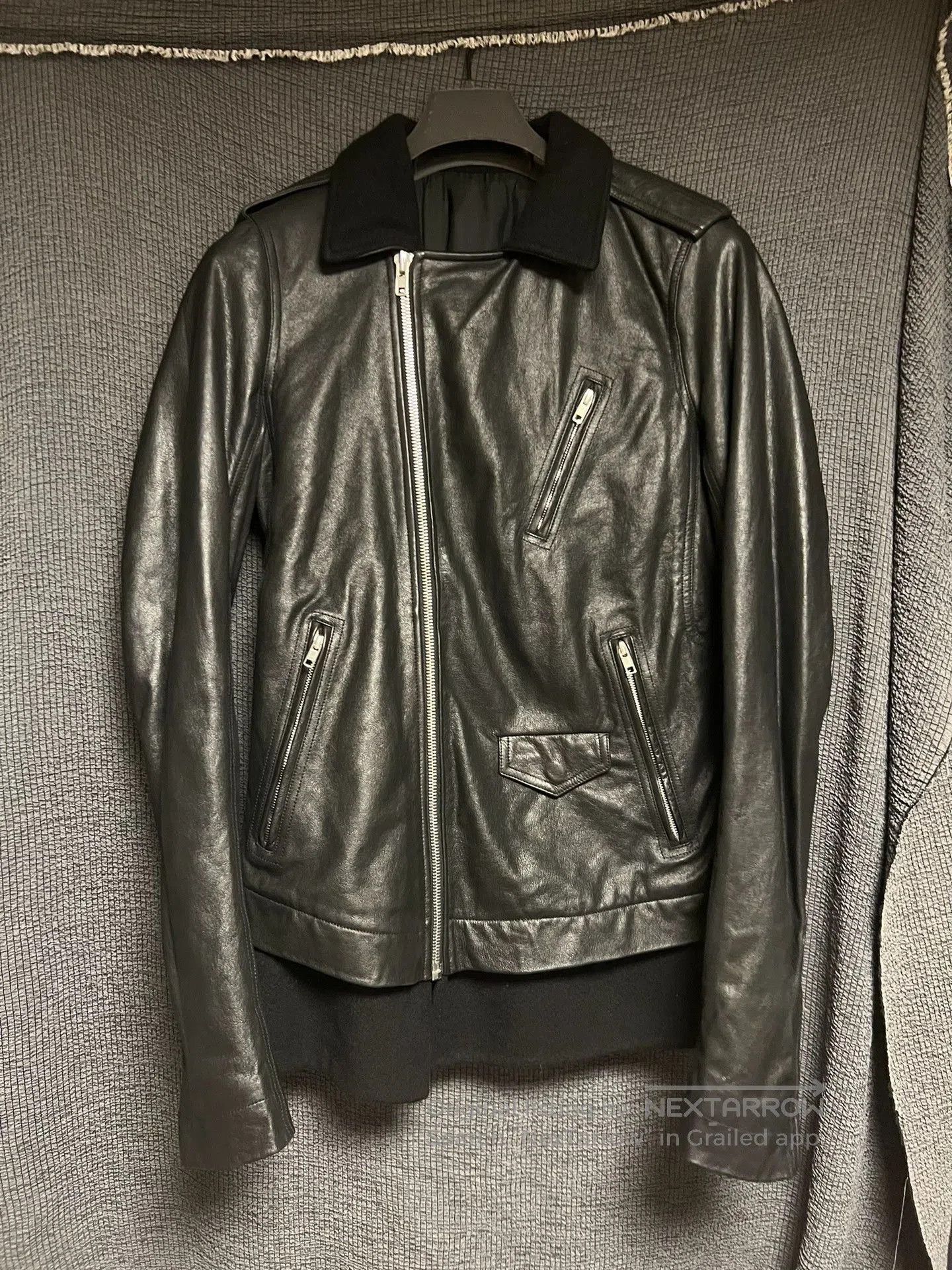 Rick Owens Rick Owens Leather Jacket with Asymmetrical Zip. Size US L / EU 52-54 / 3 - 2 Thumbnail