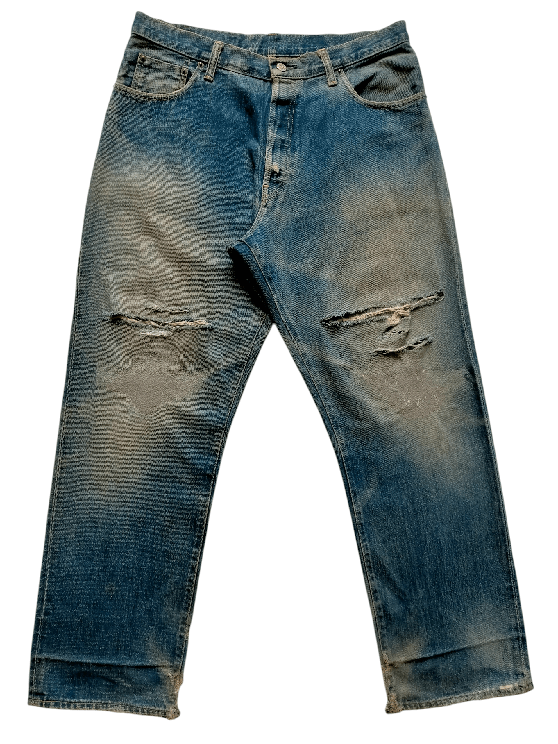 RRL Ralph Lauren RRL Ralph Lauren Selvedge Distressed Blue Jeans Size US 34 / EU 50 - 2 Thumbnail