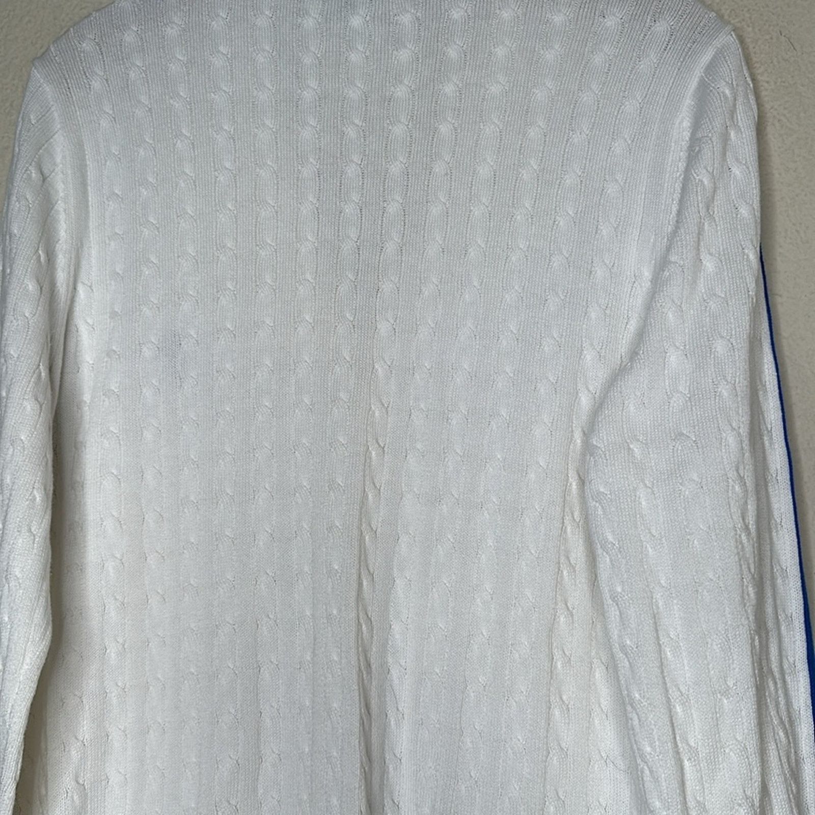 Lauren Ralph Lauren × Vintage VTG Ralph Lauren Cable Knit White Blue Logo Sweater XL Size XL / US 12-14 / IT 48-50 - 11 Thumbnail