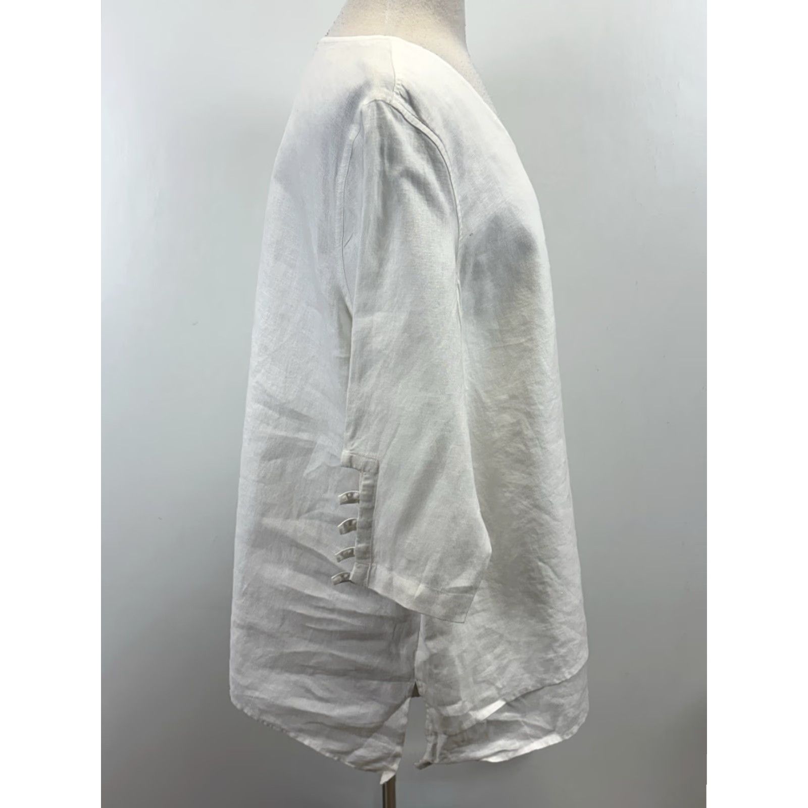 Vintage Ali Miles Linen Tunic Shirt Womens XL White Breathable Lagonlook Coastal Size XL / US 12-14 / IT 48-50 - 4 Thumbnail