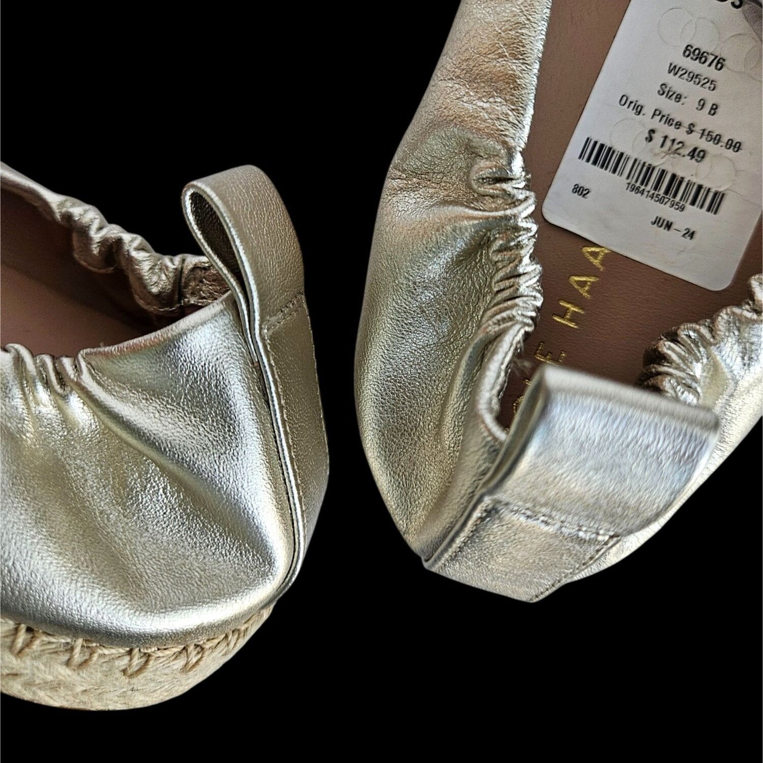 Cole Haan Cole Haan Platinum Gold Leather Espadrille Flats Size 9B Gra Size US 9 / IT 39 - 10 Thumbnail