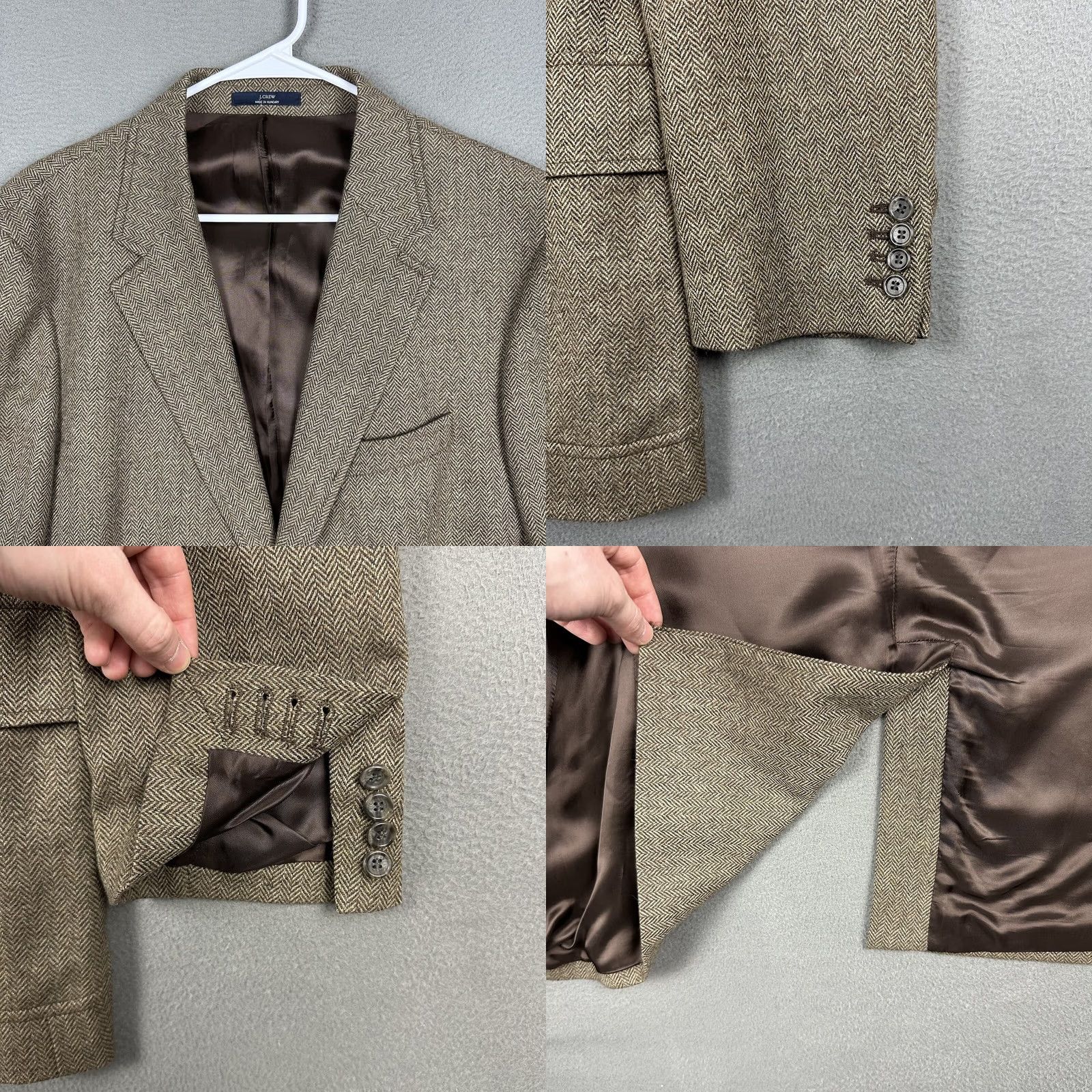 J.Crew J.CREW Sport Coat Mens Large Brown Tweed Herringbone Wool Jacket Notch Lapel Two-Button 46 Chest Regular Fit Winter 90s(unspecified) Size US L / EU 52-54 / 3 - 8 Thumbnail
