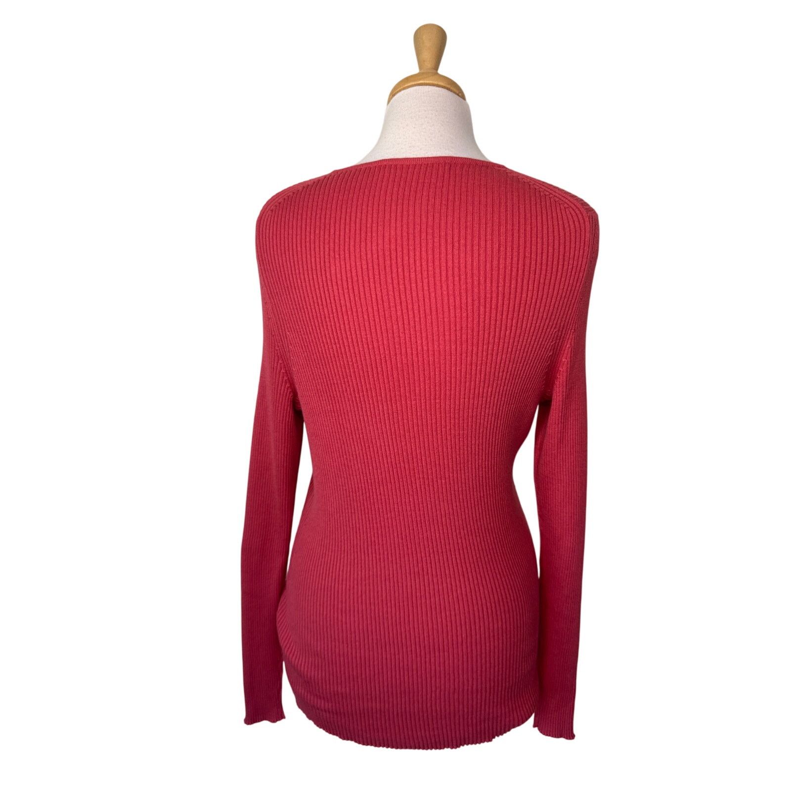 Other PERUVIAN CONNECTION Ribbed V Neck Long Sleeve Sweater Red Size XL / US 12-14 / IT 48-50 - 2 Thumbnail