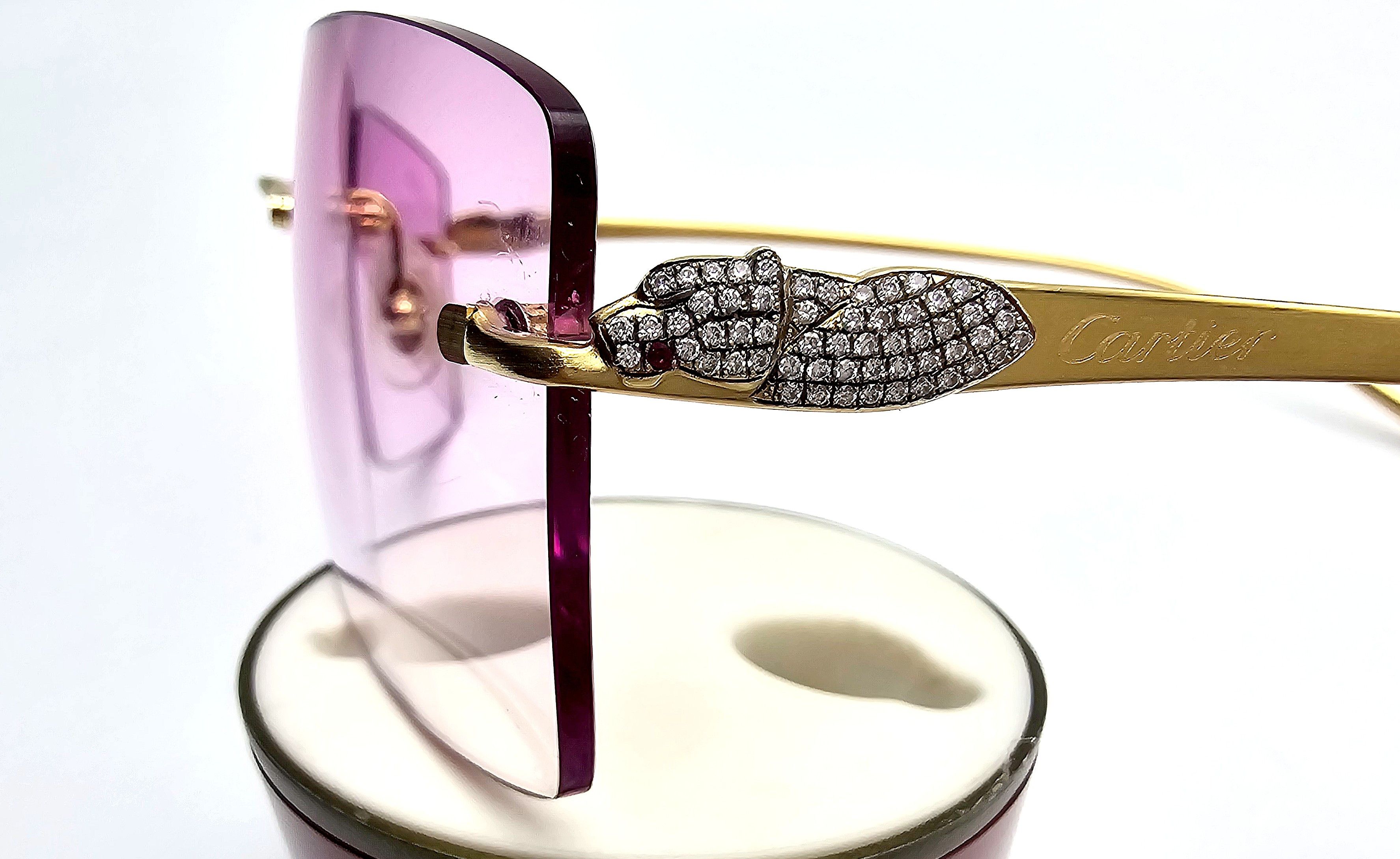 Cartier Cartier Rimless Custom Diamond Gold Sunglasses Size ONE SIZE - 11 Thumbnail