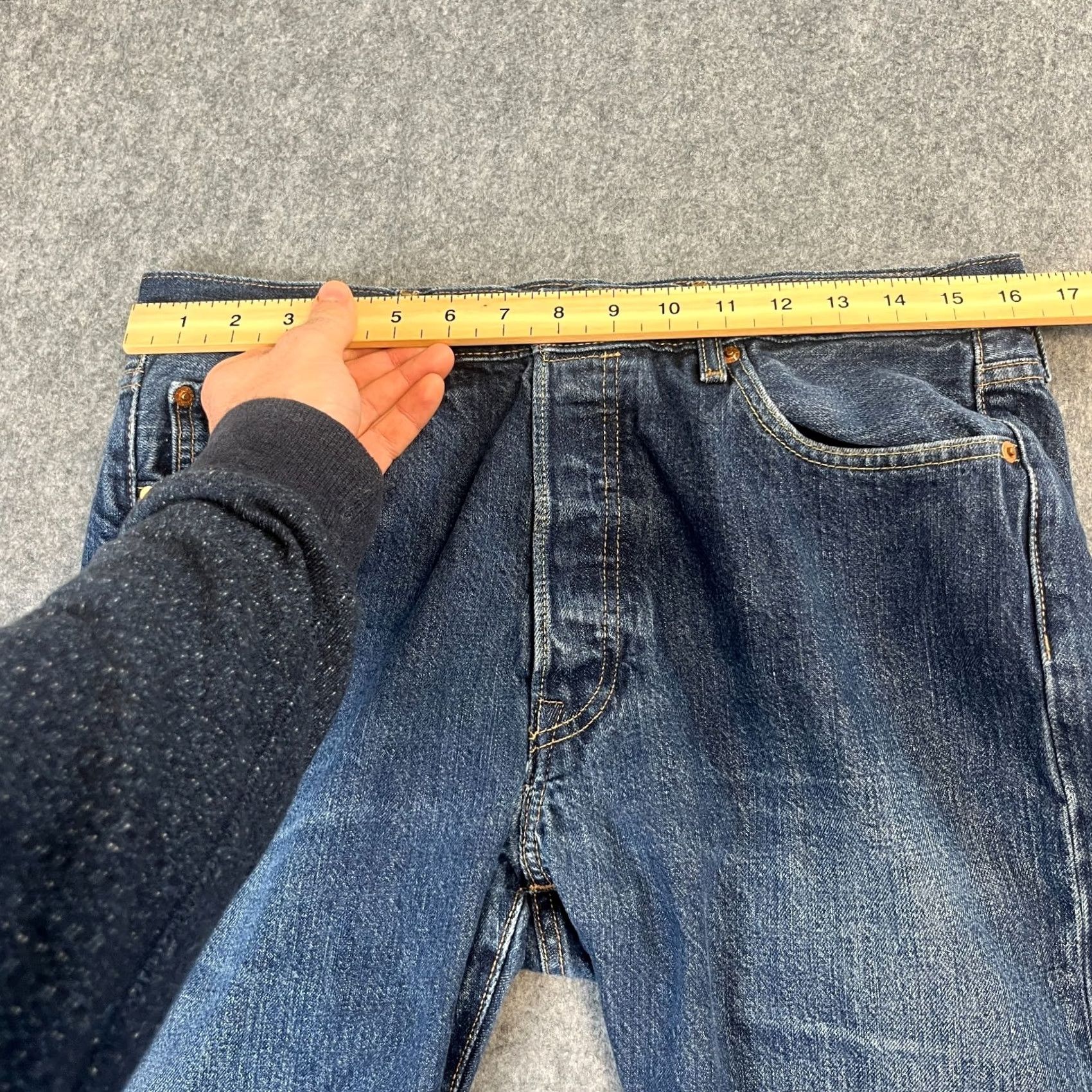 Levi's Levi's 501 Jeans Straight Regular Mens 34 Dark Wash Blue 5-Pocket Denim Comfort, Button Closure, Machine Washable, Classic Vintage-Lite Size US 34 / EU 50 - 6 Thumbnail