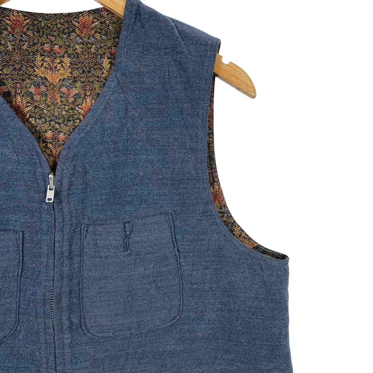 Vintage Vintage Japanese Reversible Denim Vest Floral Lining Size US L / EU 52-54 / 3 - 3 Thumbnail