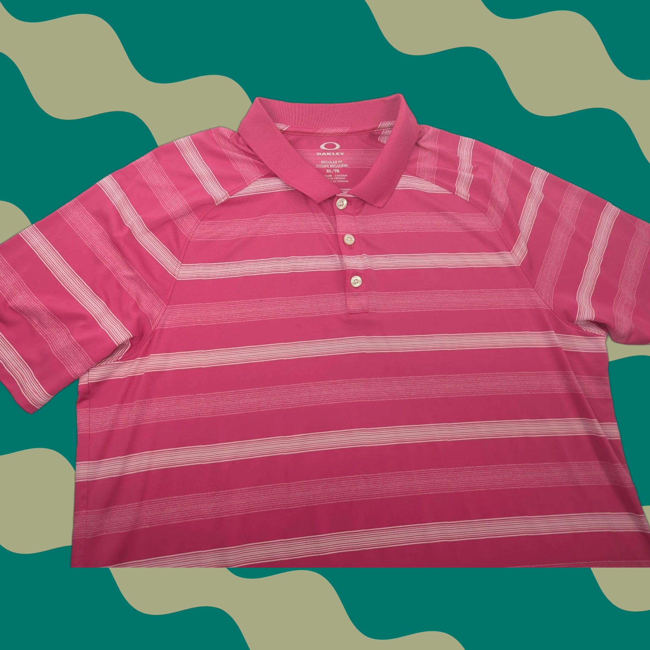 Oakley OAKLEY Polo Golf Shirt Pink Stripe Men's XL Regular Fit Hydrolix Casual Size US XL / EU 56 / 4 - 1 Thumbnail