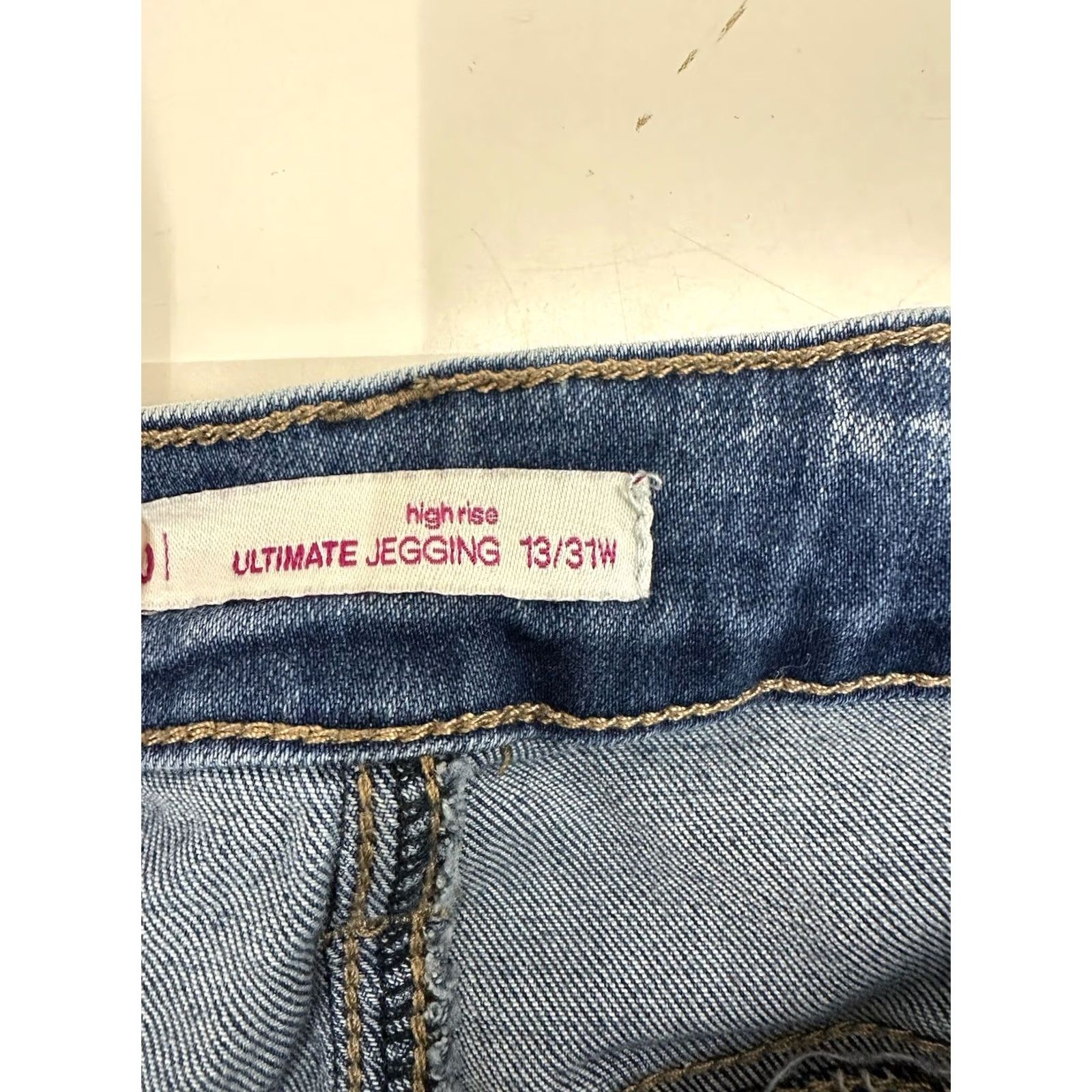 Vintage SO Juniors Jeans Size 13 High Rise Ultimate Jegging Distressed Denim Blue Size 34" / US 12 / IT 48 - 5 Thumbnail