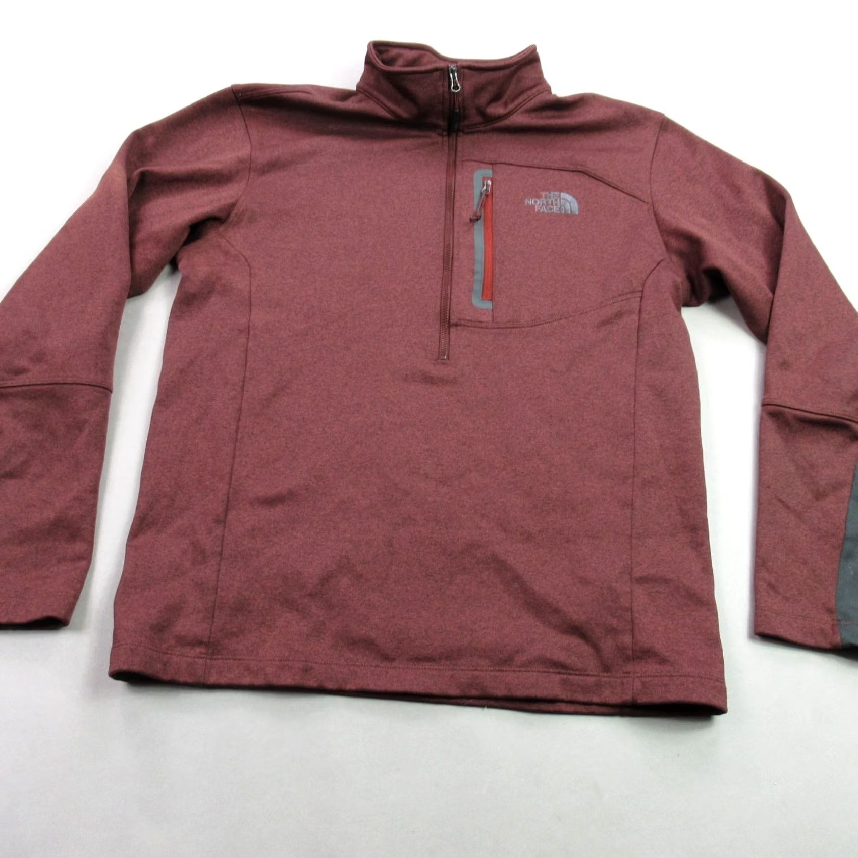 The North Face The North Face Pullover Mens Medium Long Sleeve 1/4 Zip Casual Burgundy Lightweight Size US L / EU 52-54 / 3 - 2 Thumbnail