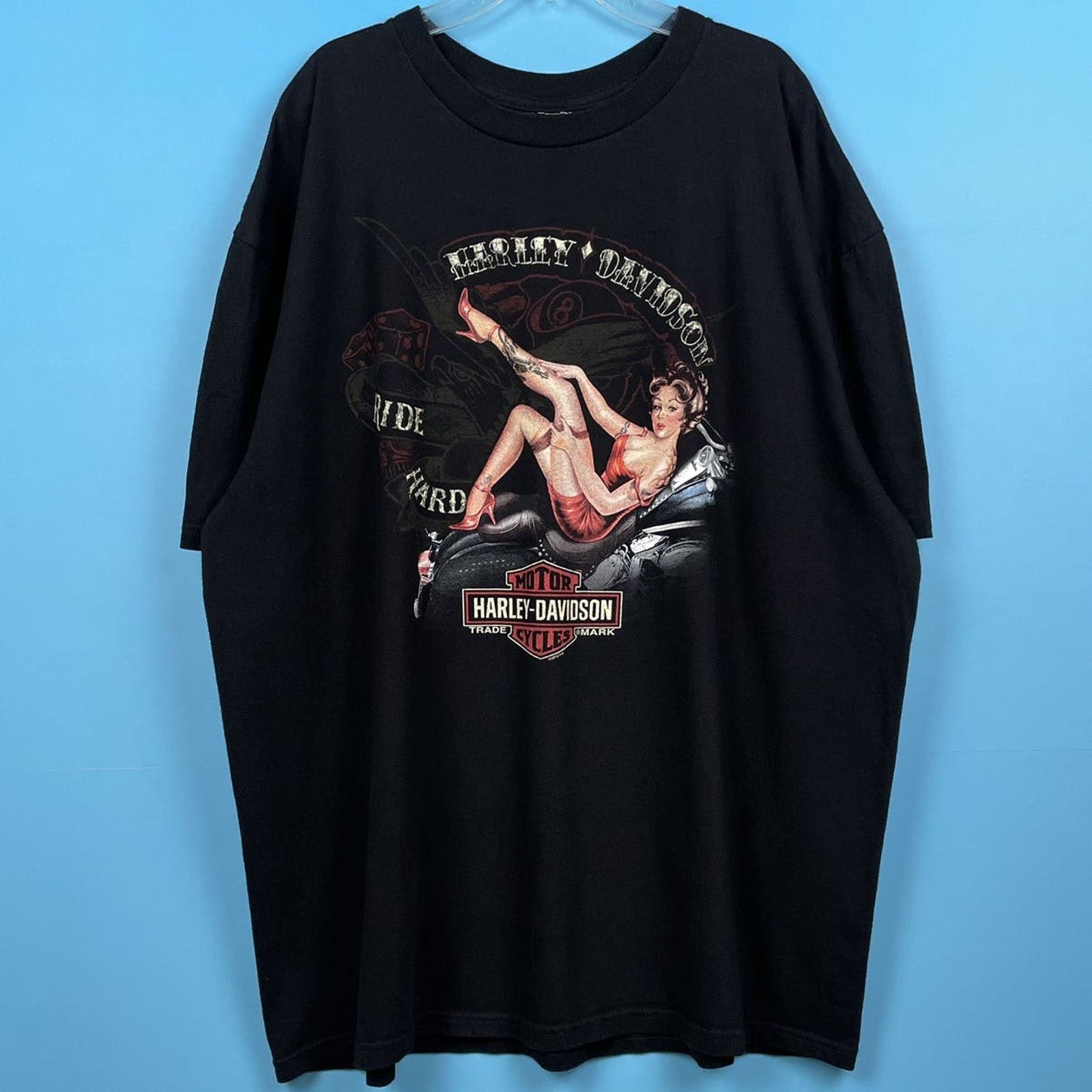 image of Harley Davidson x Racing 2010 H-D Pin-Up Girl T in Black, Men's (Size XL)
