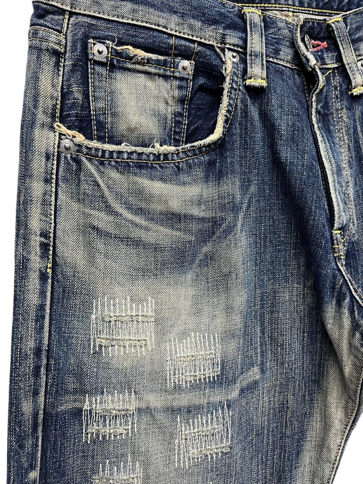 Edwin FYE🔥Vintage EDWIN 504 Japan Grunge ZigZag Distressed Denim Size US 30 / EU 46 - 9 Thumbnail