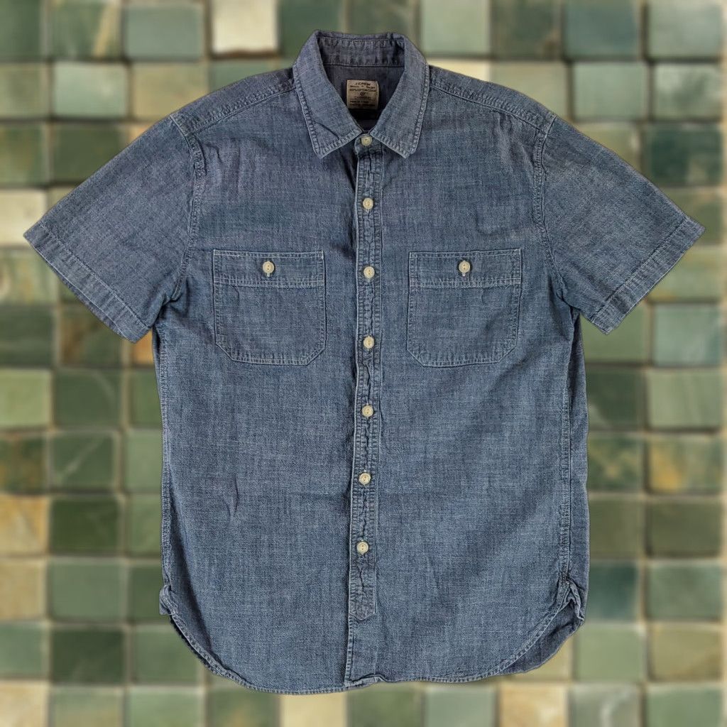 J.Crew J.CREW Chambray Button Up Shirt Short Sleeve Blue Mens M Shirt Size US M / EU 48-50 / 2 - 1 Thumbnail